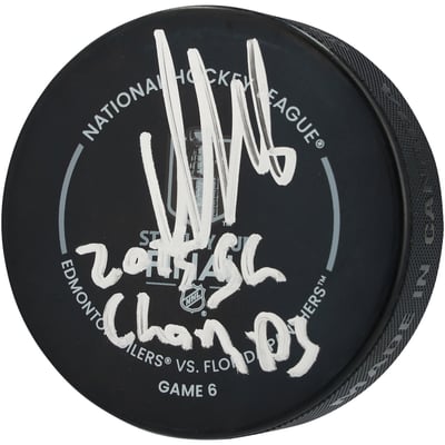 Aleksander Barkov Florida Panthers Autographed Fanatics Authentic 2025 Stanley Cup Champions Official Game Puck with "2025 SC Champs" Inscription