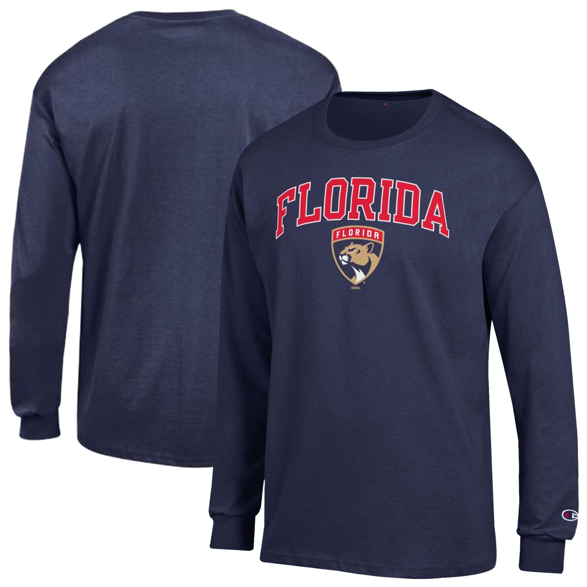 Men's Champion Navy Florida Panthers Jersey Long-Sleeve T-Shirt