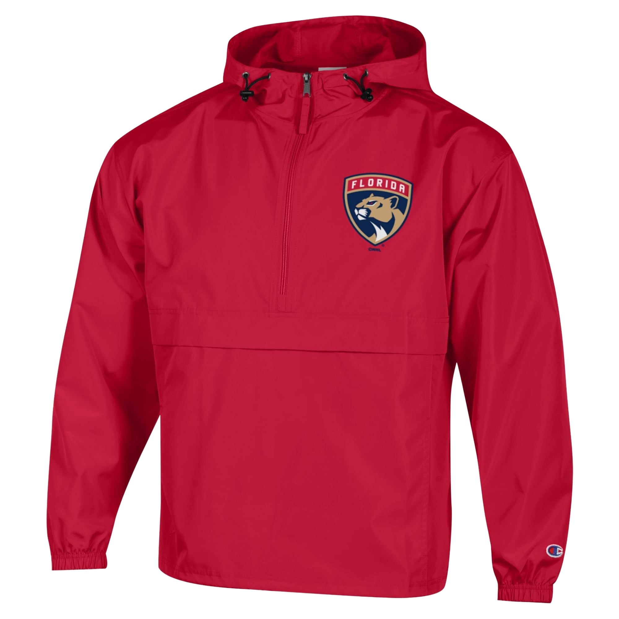 Veste coupe-vent pliable à demi-zip Champion rouge Florida Panthers pour homme