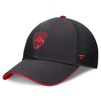 Men's Florida Panthers Fanatics Black Fundamental Limits Trucker Adjustable Hat
