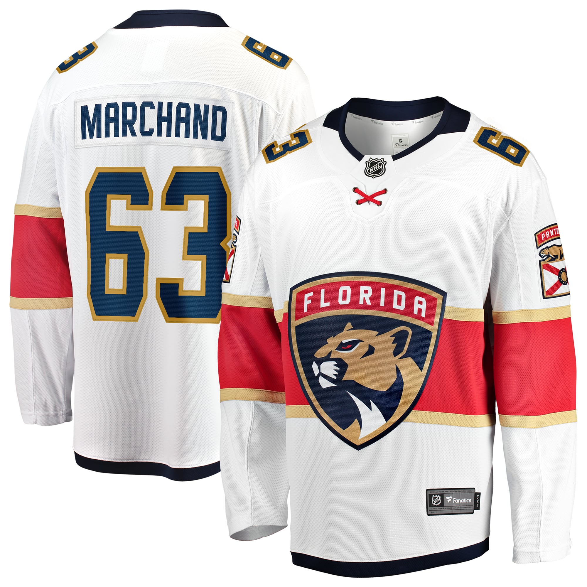 Maillot extérieur blanc Brad Marchand des Panthers de la Floride (Fanatics) pour homme
