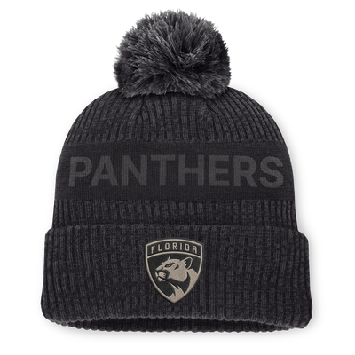 Men's Florida Panthers Fanatics Charcoal Road Phantom Cuffed Knit Hat with Pom