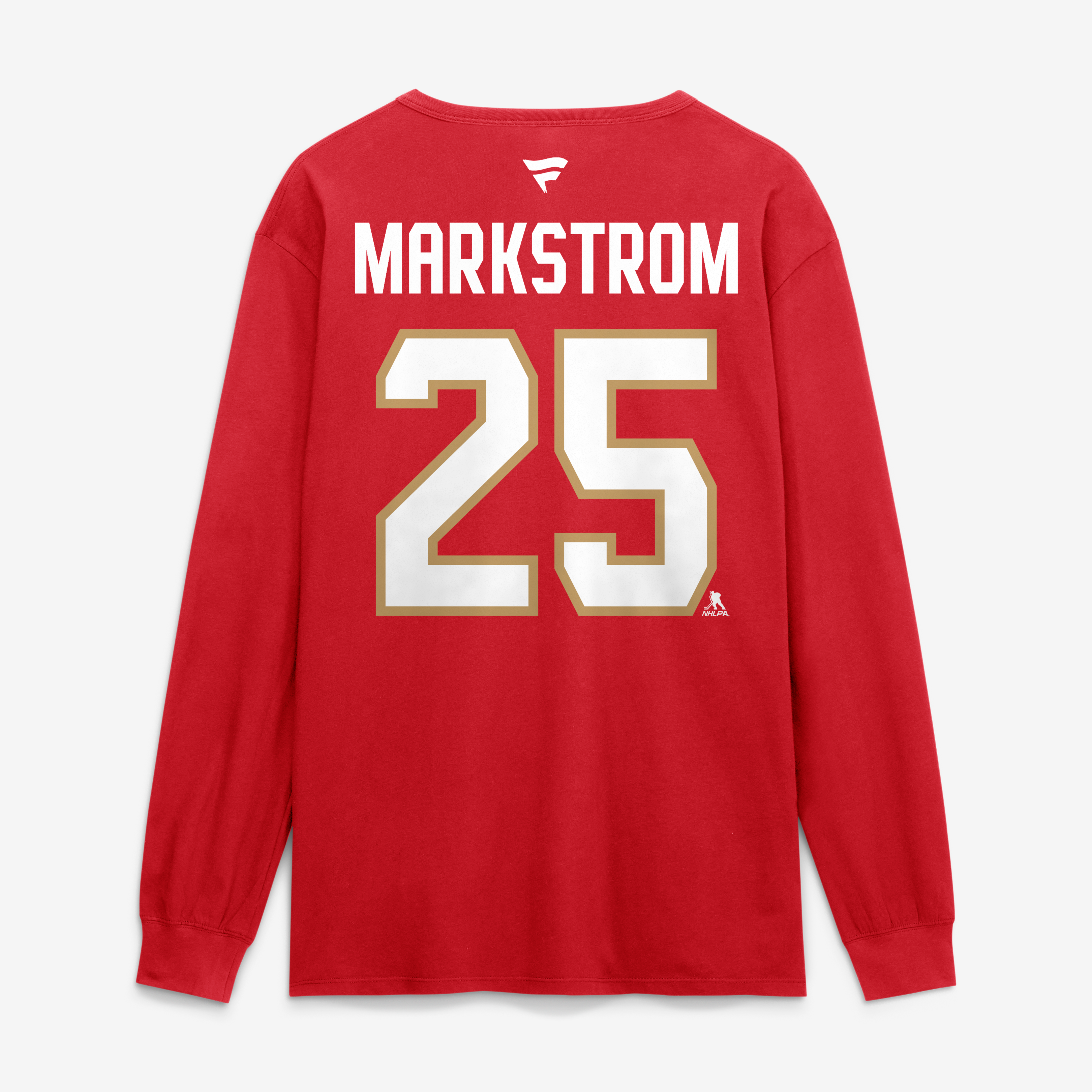 Men's Fanatics Jacob Markstrom Red Florida Panthers Authentic Stack Name & Number Long Sleeve T-Shirt