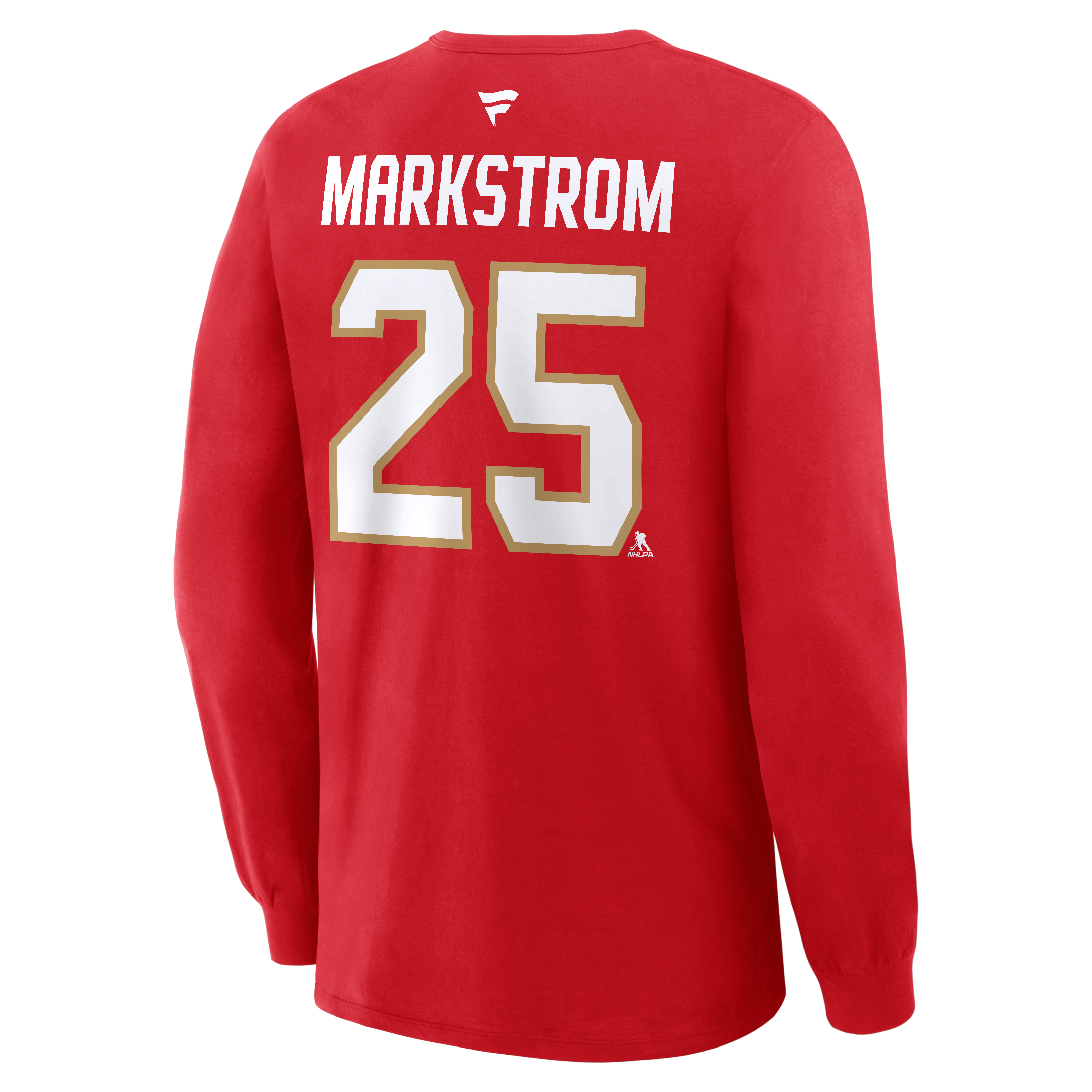 Men's Fanatics Jacob Markstrom Red Florida Panthers Authentic Stack Name & Number Long Sleeve T-Shirt