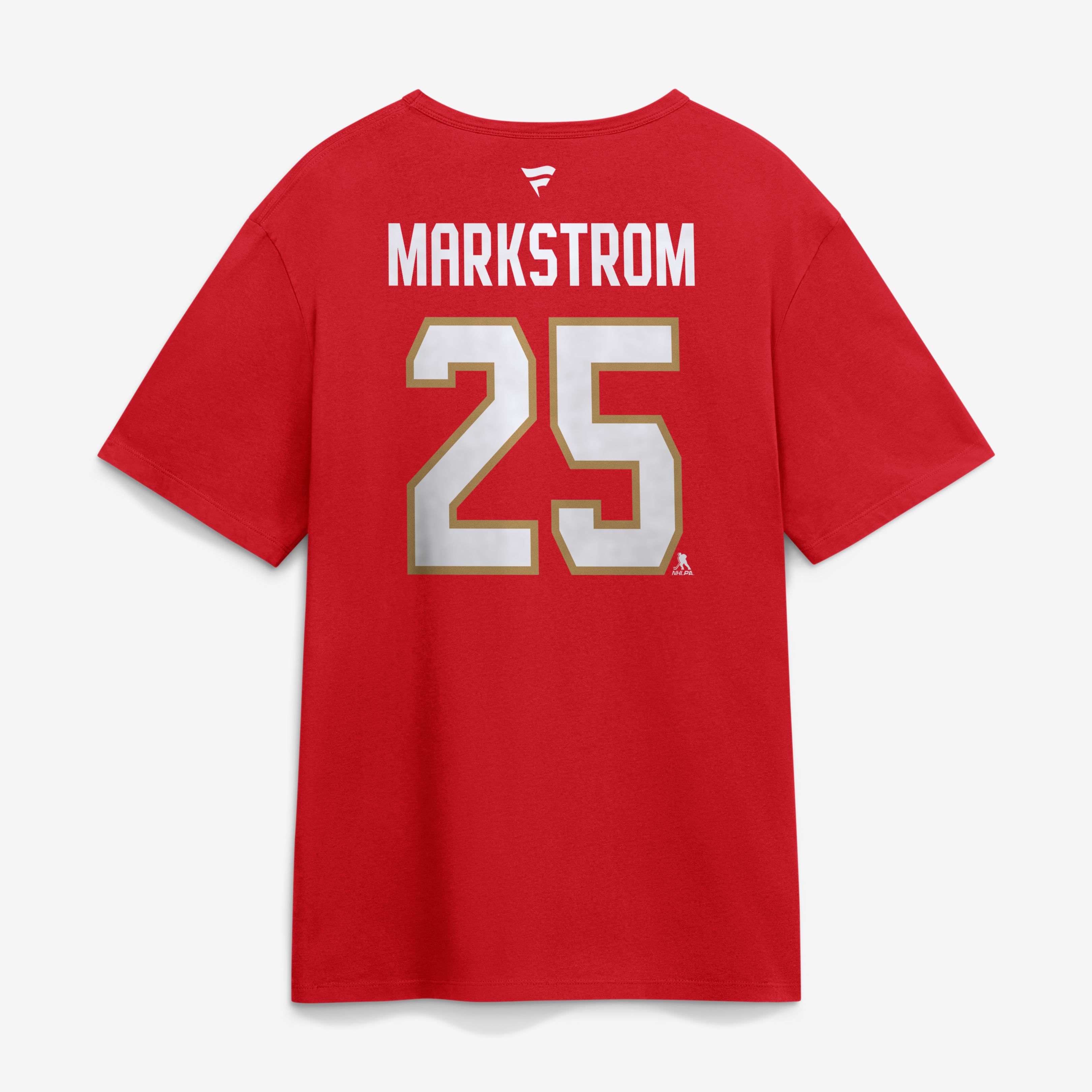 T-shirt authentique Fanatics Jacob Markstrom rouge des Panthers de la Floride avec nom et numéro superposés