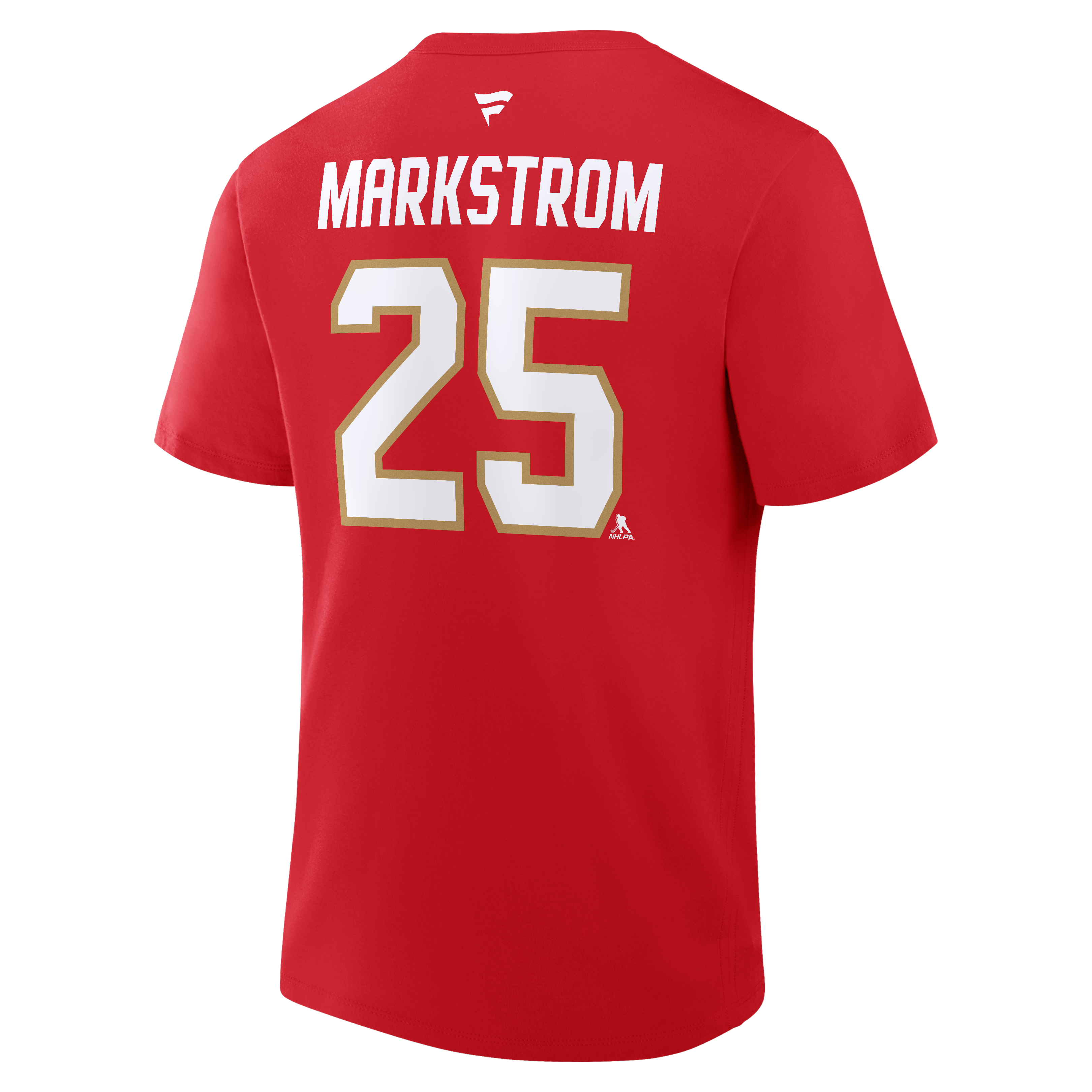 T-shirt authentique Fanatics Jacob Markstrom rouge des Panthers de la Floride avec nom et numéro superposés