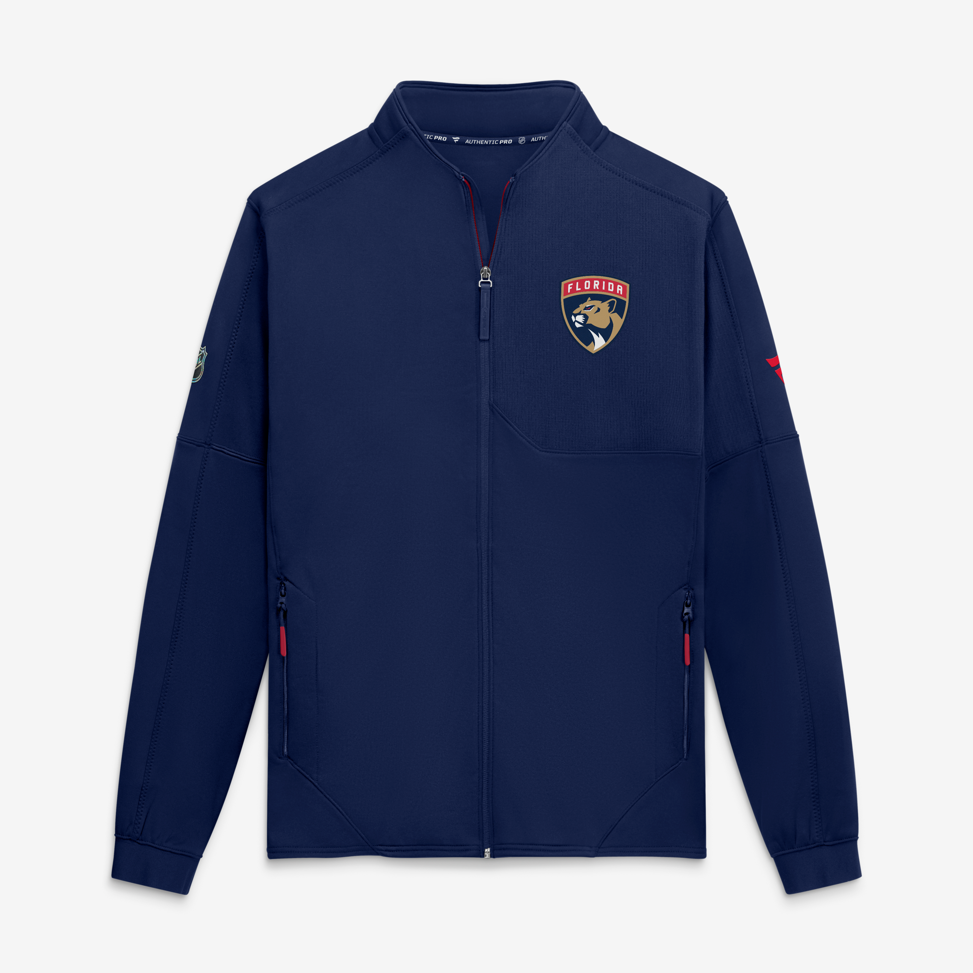 Veste polaire zippée intégrale Fanatics bleu marine Florida Panthers Authentic Pro Rink pour homme