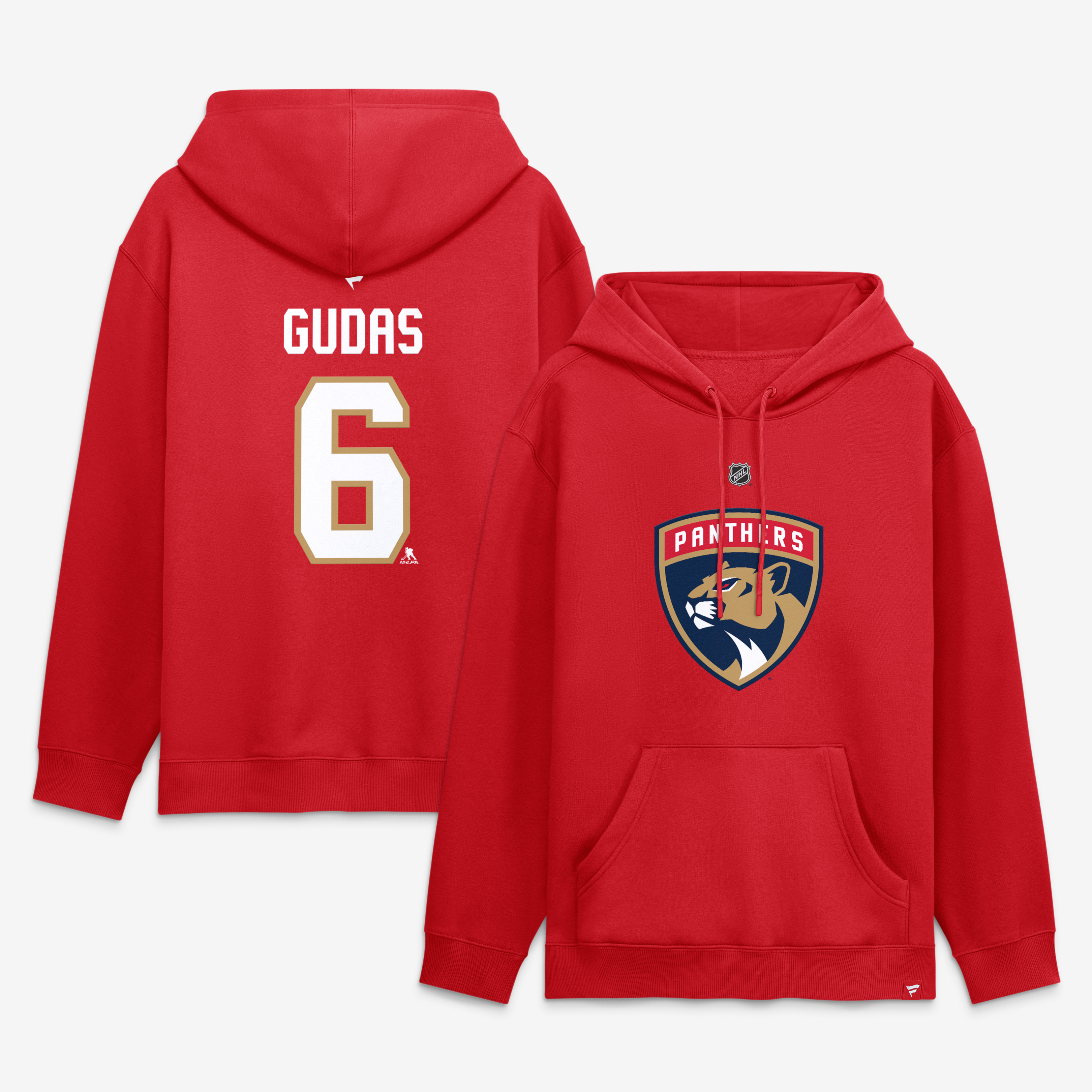 Men's Fanatics Radko Gudas Red Florida Panthers Authentic Stack Name & Number Hoodie