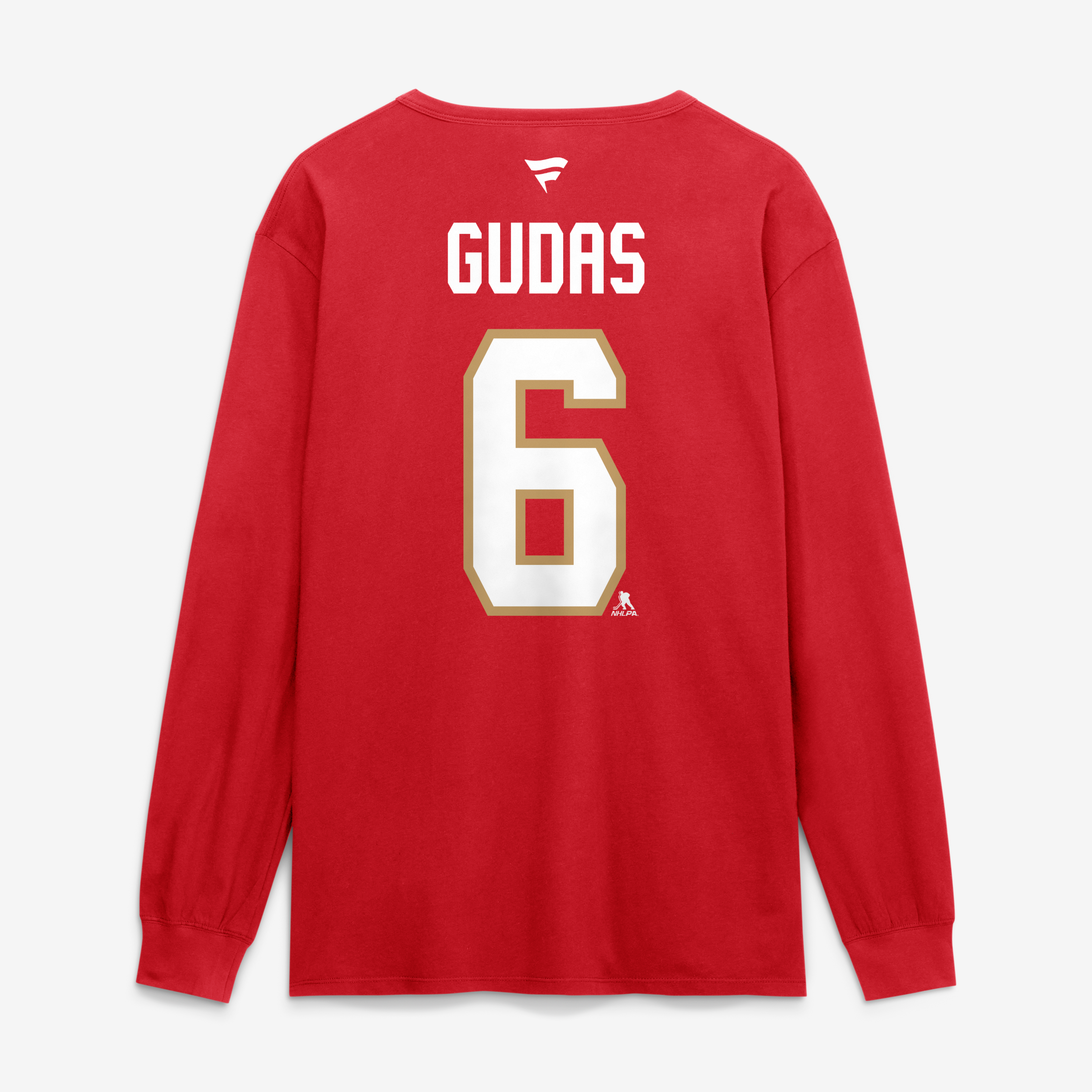 Men's Fanatics Radko Gudas Red Florida Panthers Authentic Stack Name & Number Long Sleeve T-Shirt