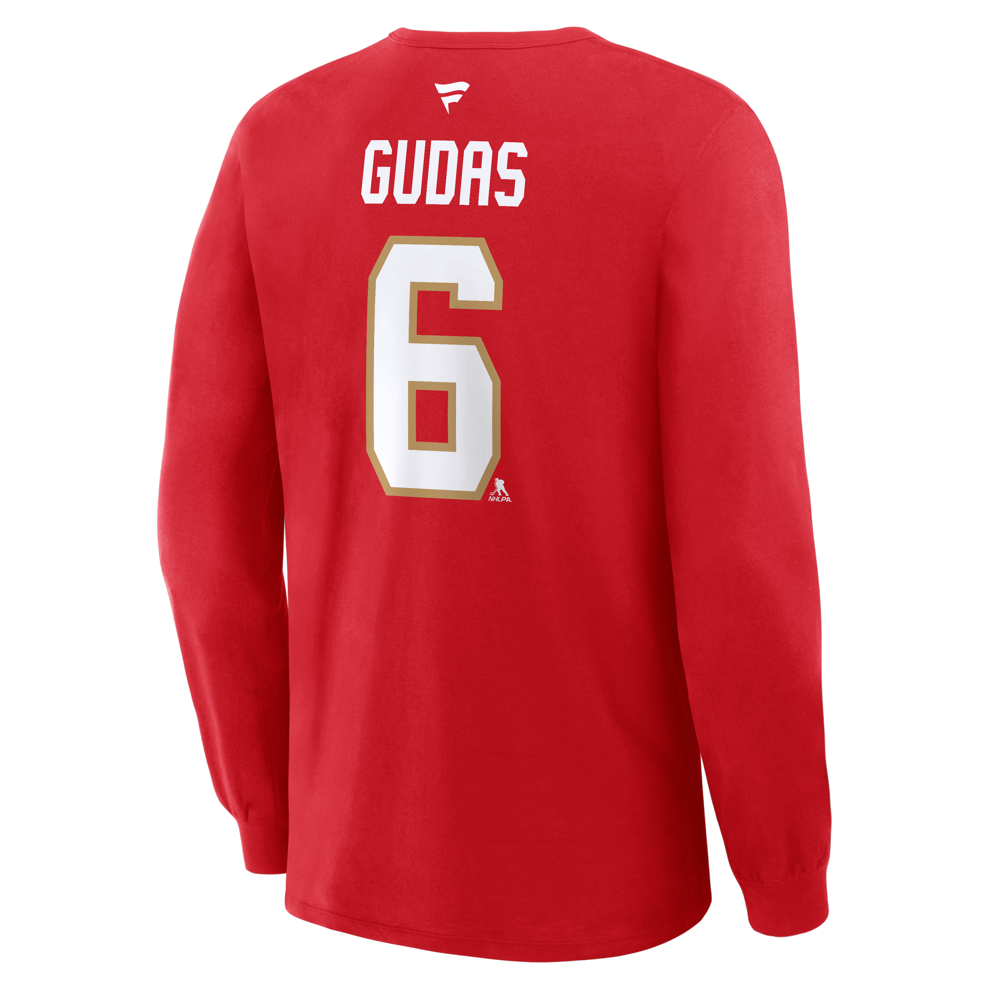 Men's Fanatics Radko Gudas Red Florida Panthers Authentic Stack Name & Number Long Sleeve T-Shirt