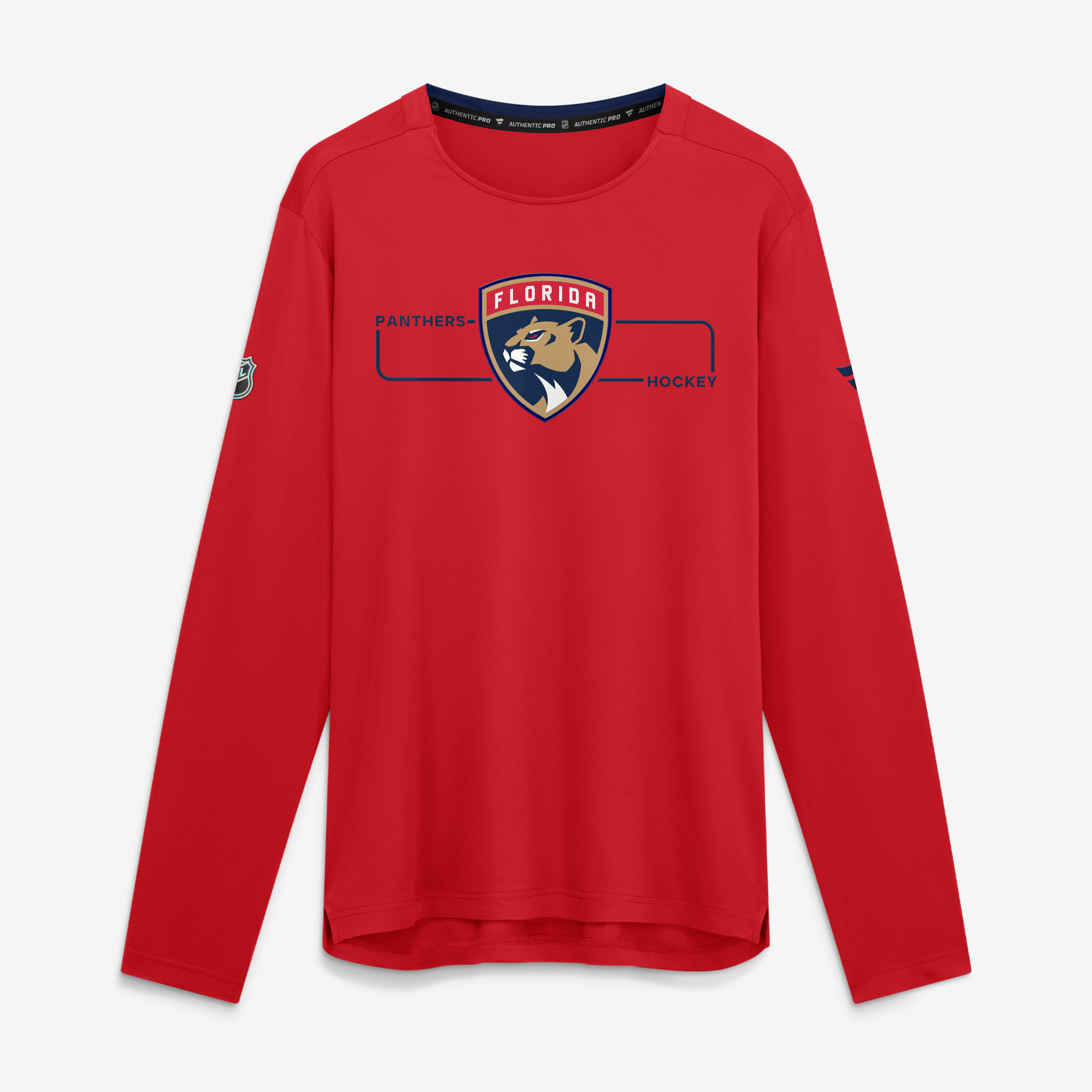 T-shirt à manches longues authentique Pro Rink Tech des Panthers de la Floride, rouge, marque Fanatics, pour homme