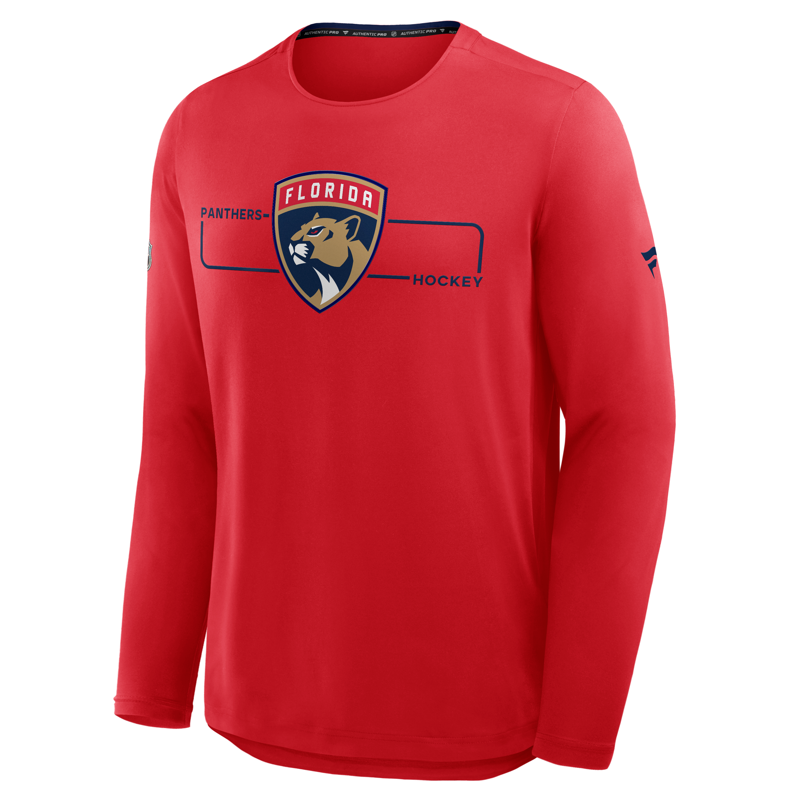 T-shirt à manches longues authentique Pro Rink Tech des Panthers de la Floride, rouge, marque Fanatics, pour homme