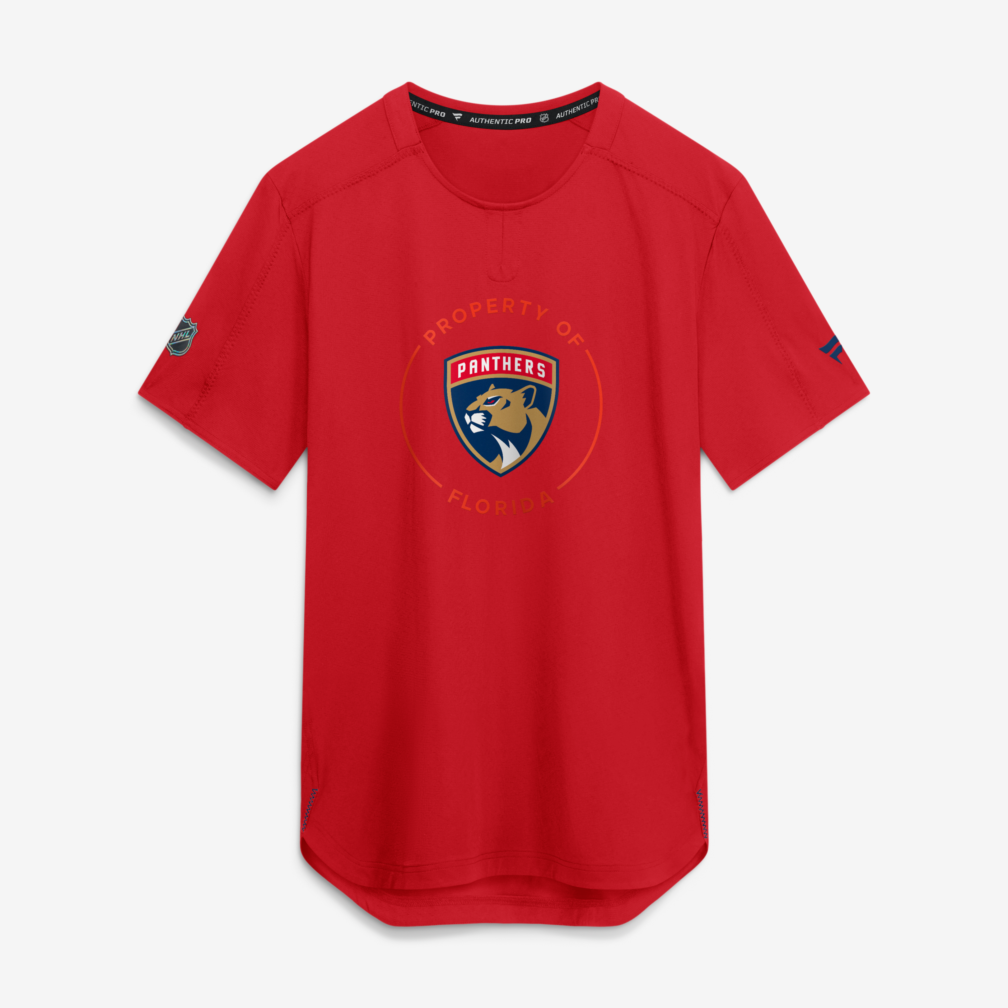 T-shirt de performance authentique Pro Train des Panthers la Floride, rouge, marque Fanatics, pour homme