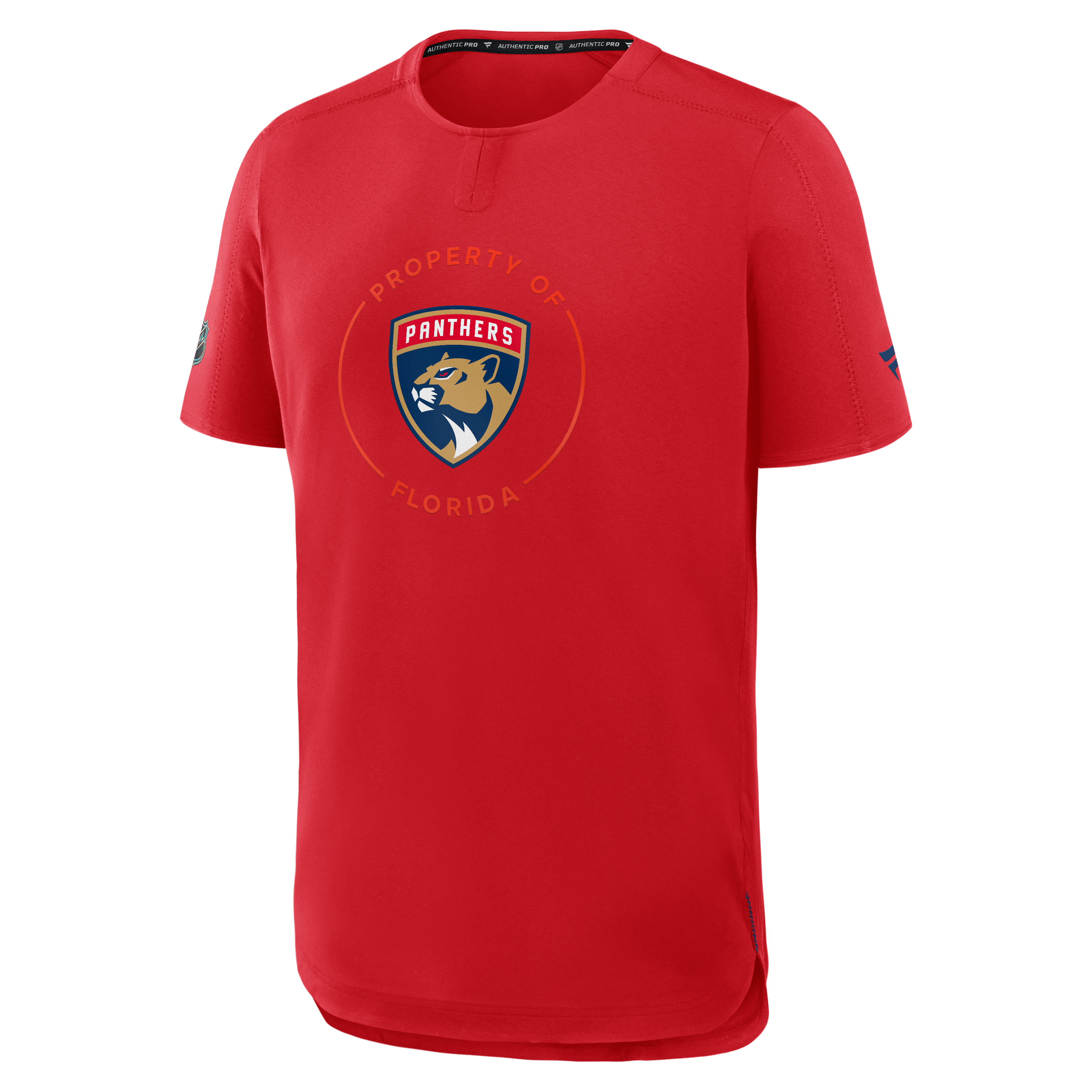 T-shirt de performance authentique Pro Train des Panthers la Floride, rouge, marque Fanatics, pour homme