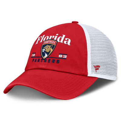 Men's Florida Panthers Fanatics Red Fundamental Underline Trucker Adjustable Hat

