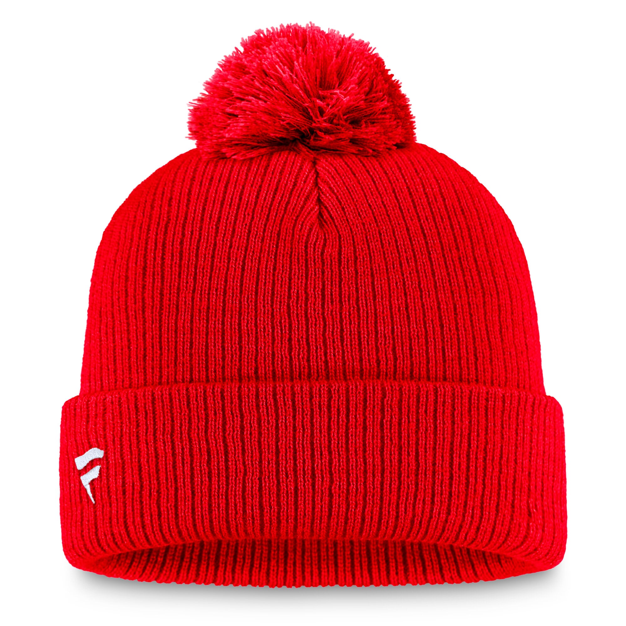 Bonnet en tricot à revers avec logo principal des Panthers de la Floride pour hommes Fanatics Red et pompon