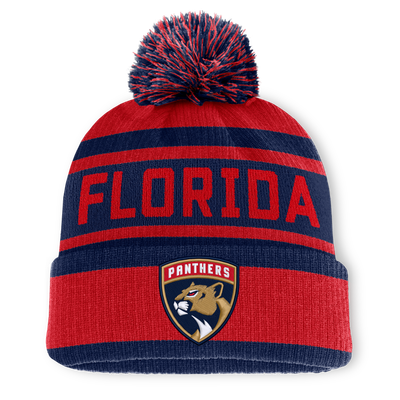 Men's Florida Panthers Fanatics Red/Navy Fundamental Cuffed Knit Hat with Pom