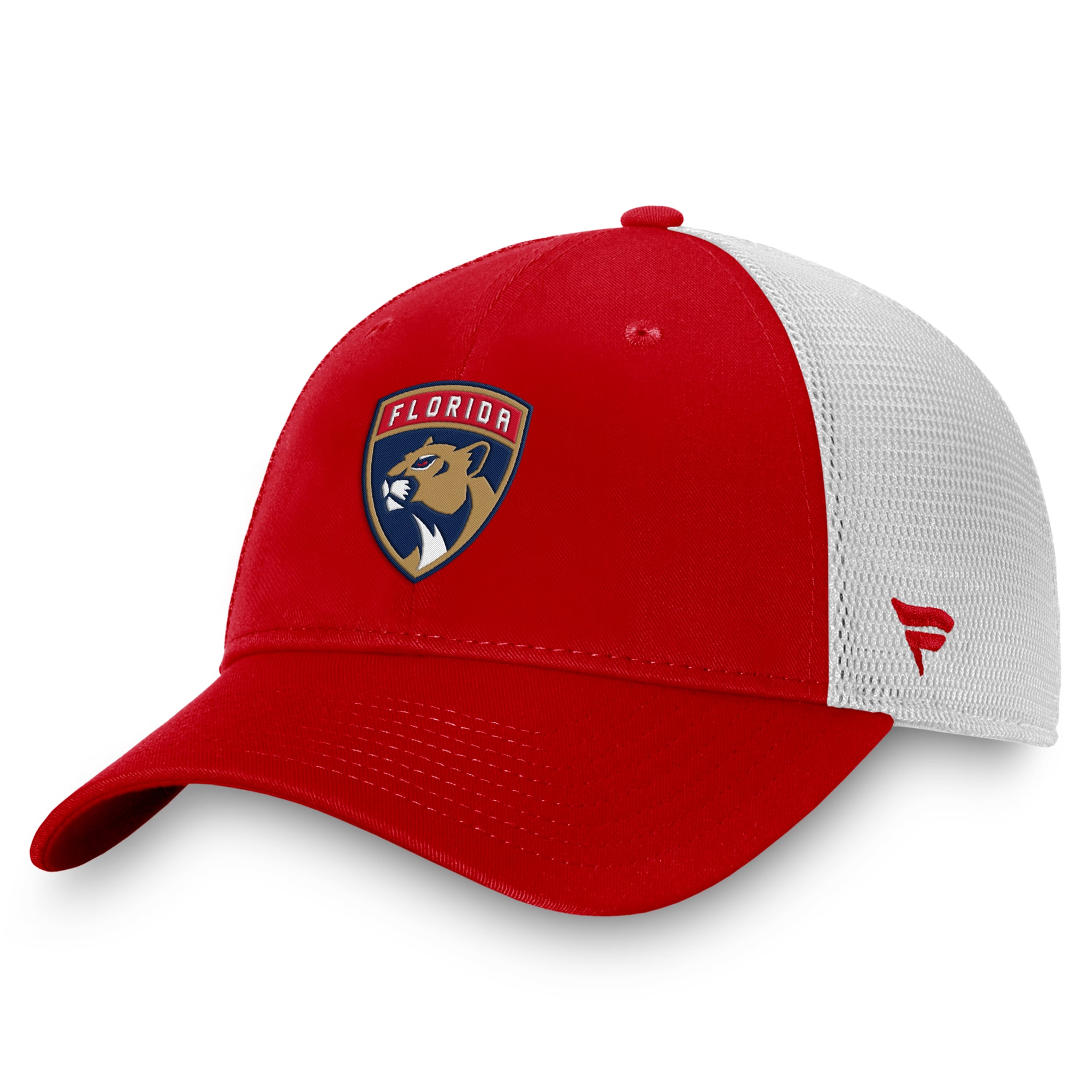 Men's Fanatics Red/White Florida Panthers Core Primary Logo Trucker Adjustable Hat