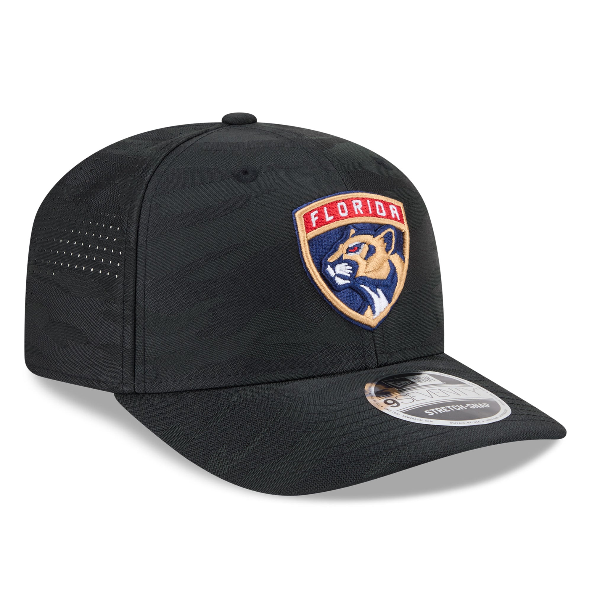 Casquette ajustable perforée New Era noire camouflage Florida Panthers 9SEVENTY pour homme
