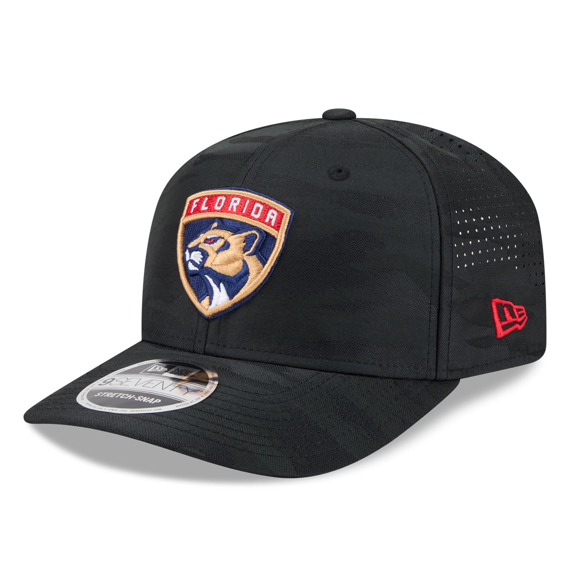Casquette ajustable perforée New Era noire camouflage Florida Panthers 9SEVENTY pour homme