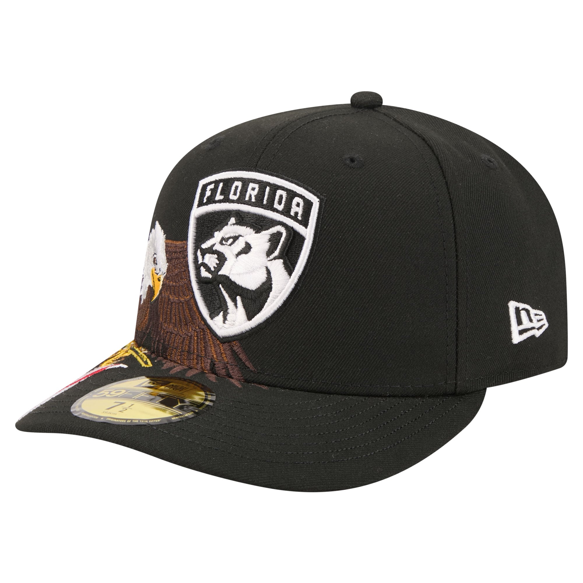 Men's New Era Black Florida Panthers Freedom Pre-Curved 59FIFTY Fitted Hat