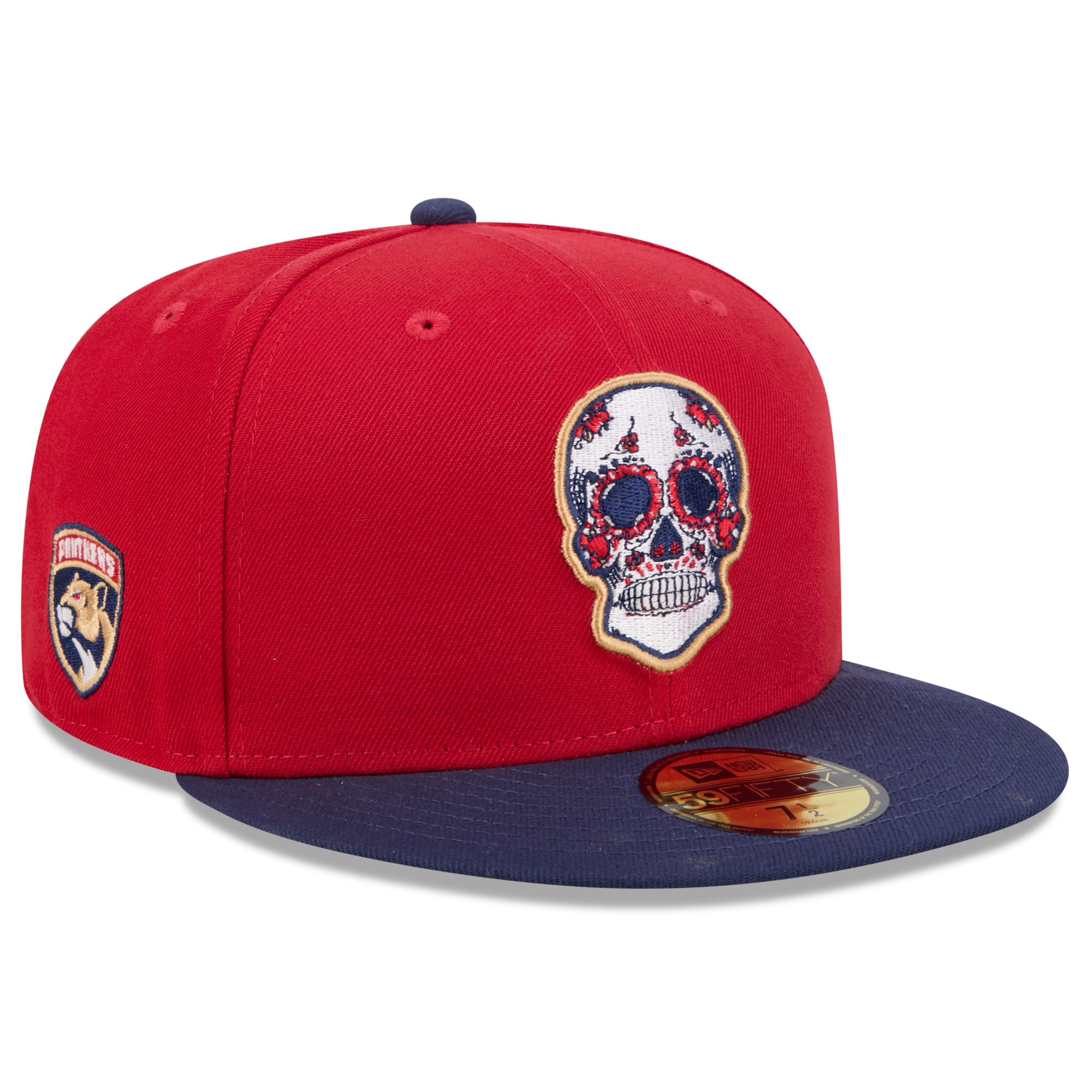 Casquette ajustée 59FIFTY Dia De Los Muertos des Florida Panthers New Era rouge/bleu marine pour hommes