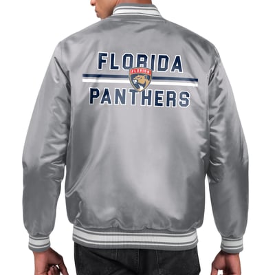 Florida Panthers Starter Printed Team Logo Satin Varsity Full-Snap Jacket - Gray