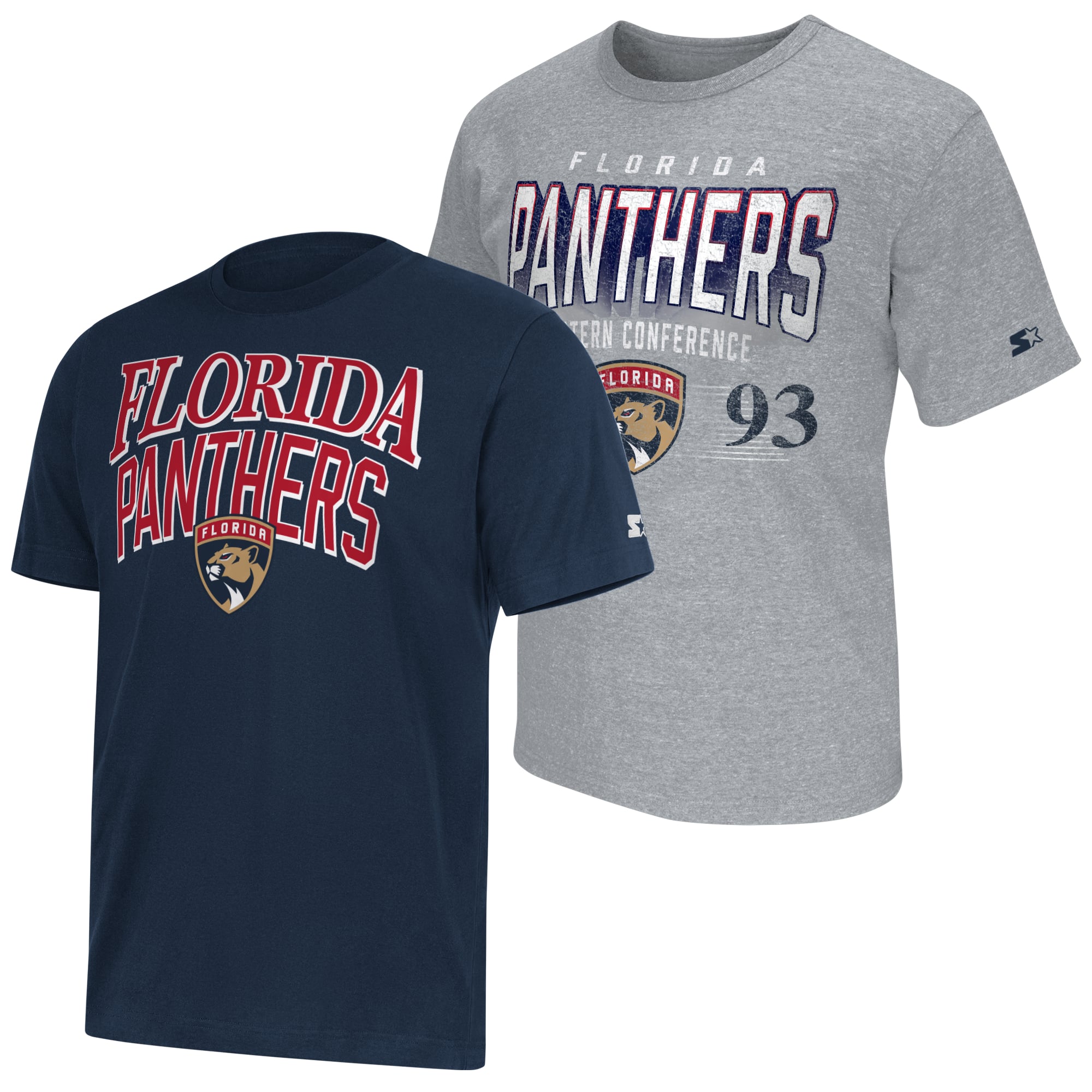 Lot de deux t-shirts Starter bleu marine/gris chiné Florida Panthers pour homme