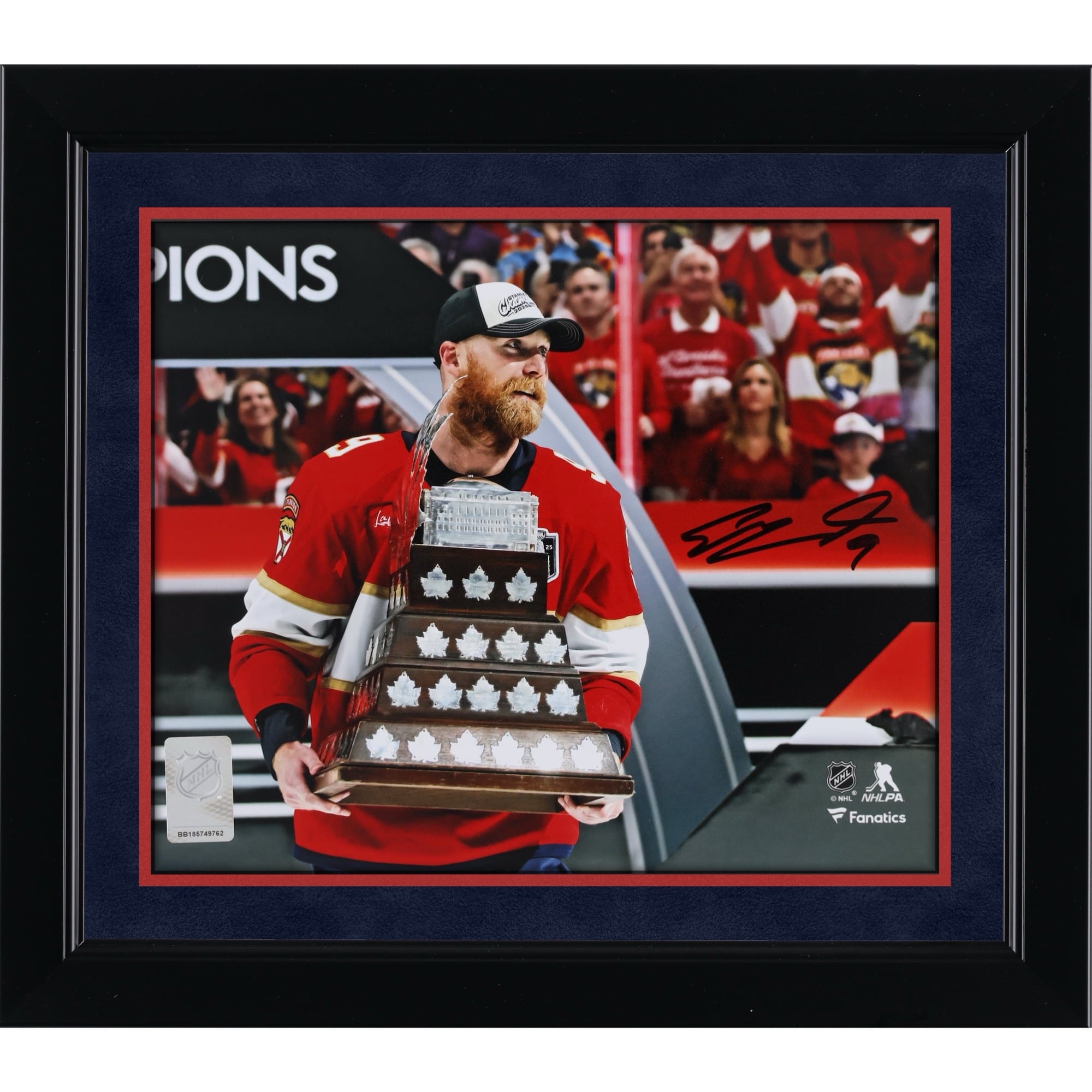Sam Bennett Florida Panthers Autographed 2025 Stanley Cup Champions 8" x 10" Raising Conn Smythe Photograph