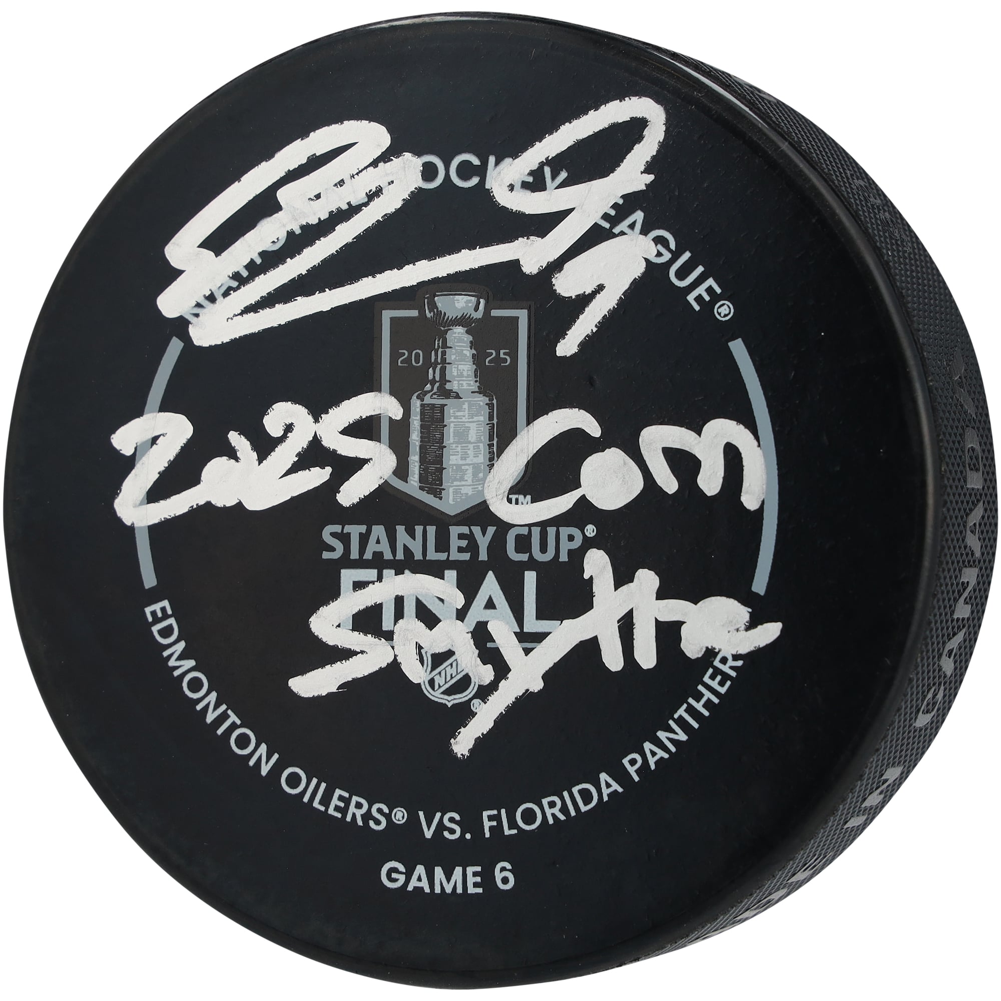 Sam Bennett Florida Panthers Autographed 2025 Stanley Cup Official Game Puck with "2025 Conn Smythe" Inscription