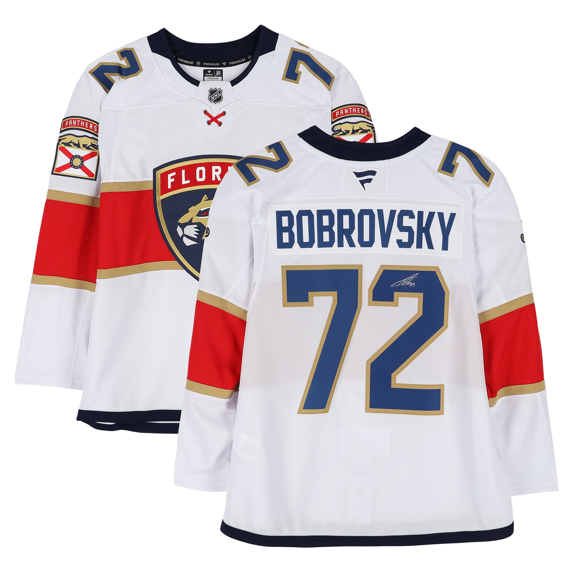 Maillot blanc autographié des Panthers de la Floride de Sergei Bobrovsky (Fanatics Premium)