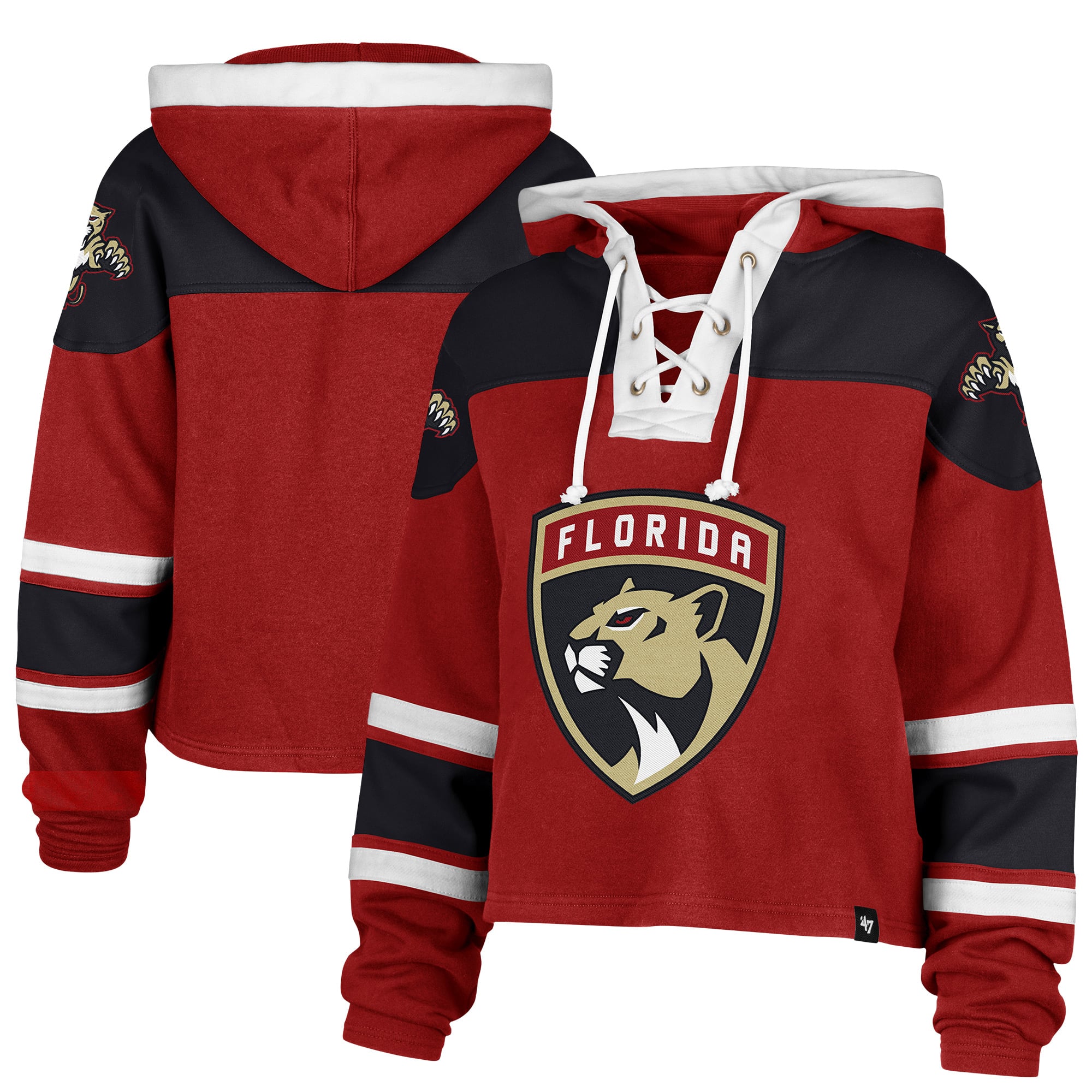 Sweat à capuche court lacets rouge '47 des Panthers de la Floride pour femme