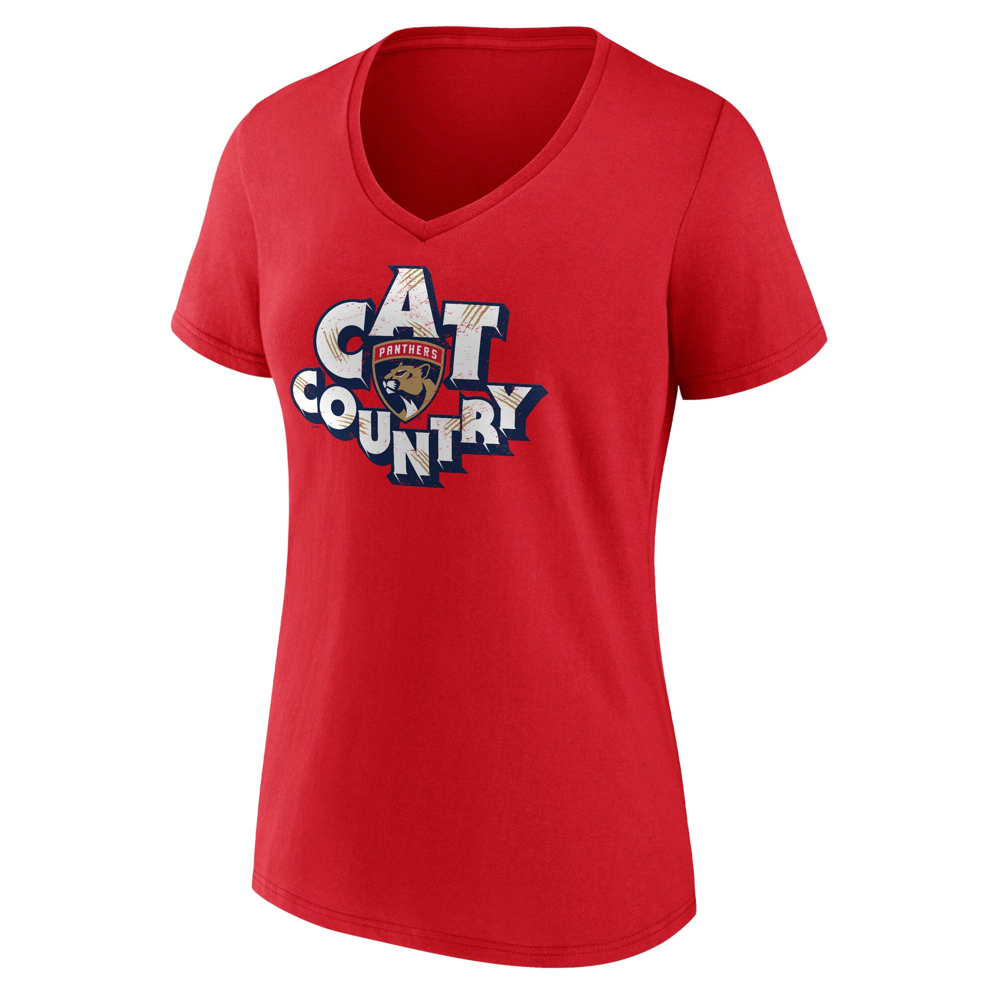 T-shirt à col en V rouge Florida Panthers pour femmes