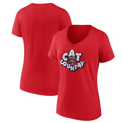  Florida Panthers Women's Native V-Neck T-Shirt - Red