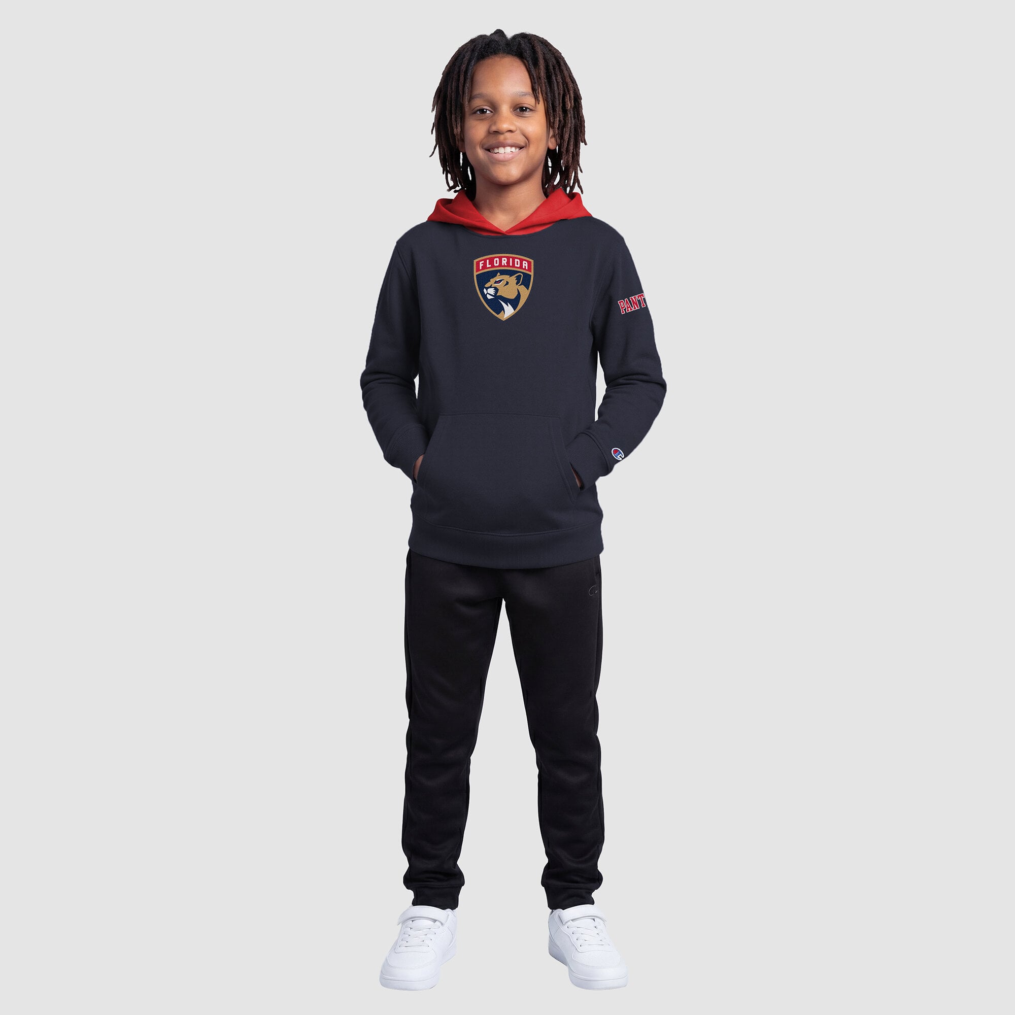 Youth Champion Navy Florida Panthers Fleece Hoodie