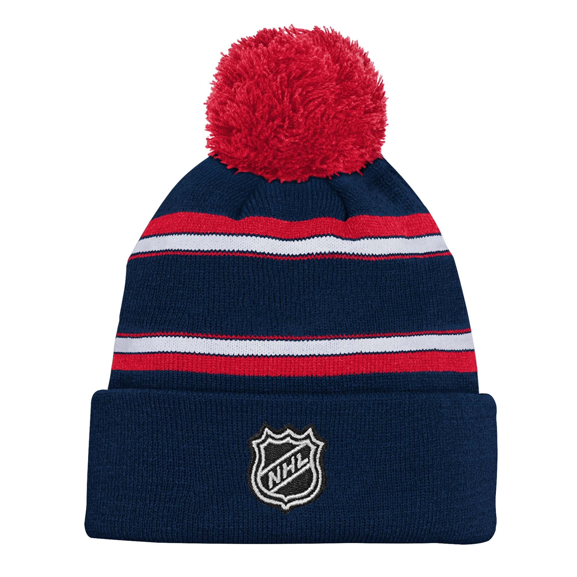 Bonnet à revers en jacquard bleu marine Florida Panthers pour enfant, avec pompon