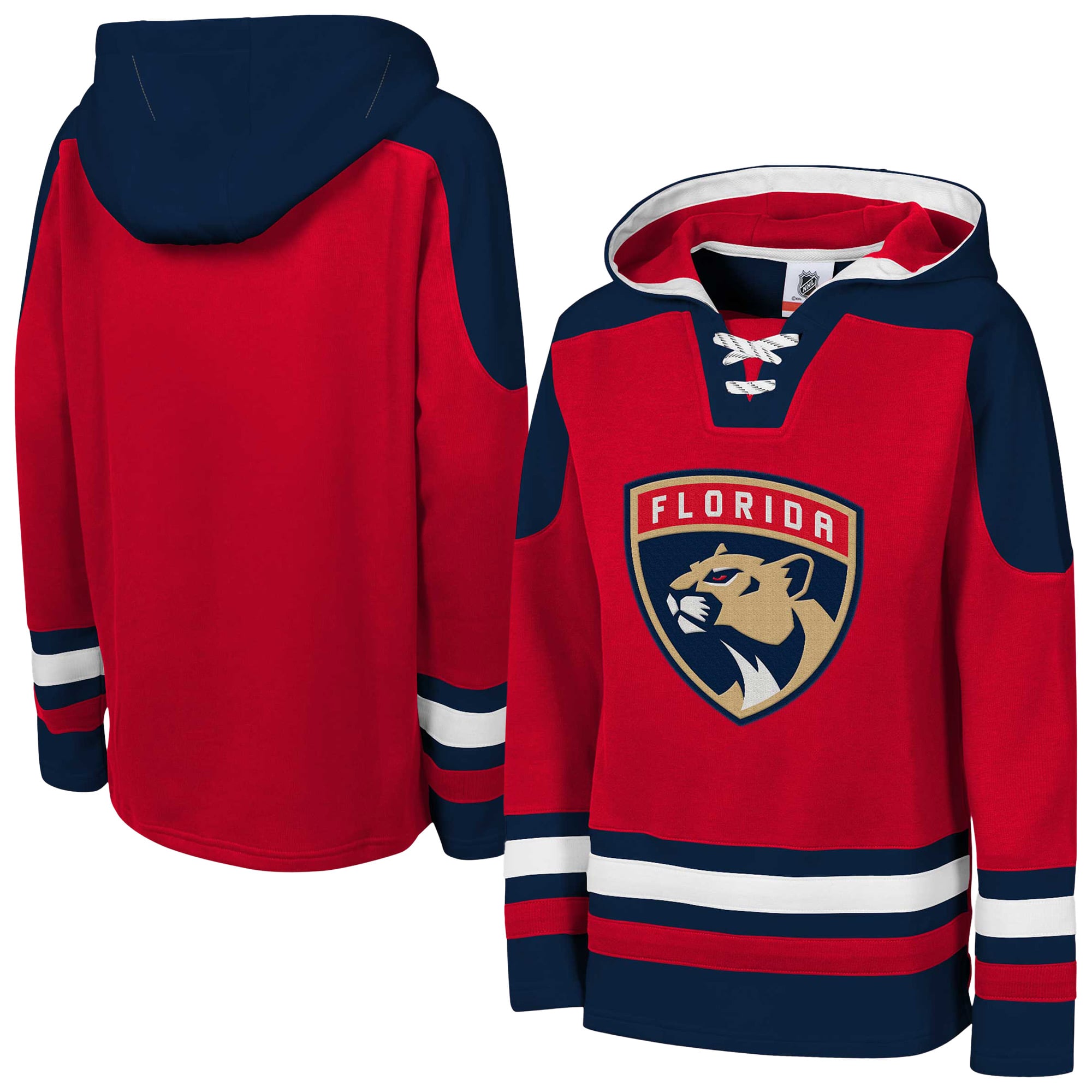 Youth Outerstuff Red Florida Panthers Ageless Must Have Home Raglan V-Neck Hoodie