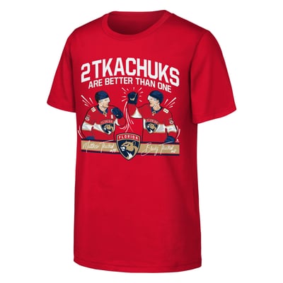 T-shirt rouge Matthew Tkachuk et Brady Tkachuk Knuckles des Panthers de la Floride pour jeunes