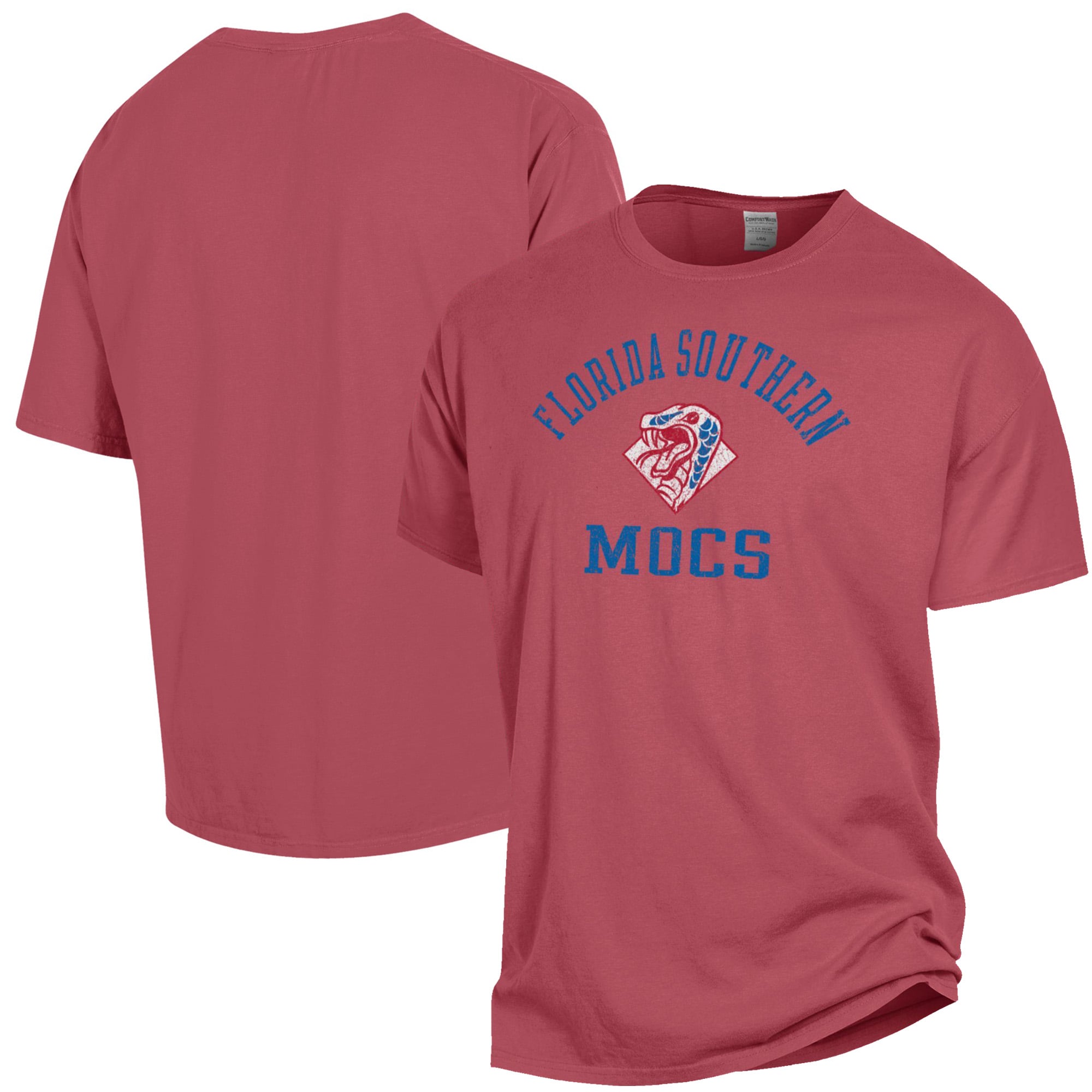 T-shirt teint en pièce ComfortWash Scarlet Florida Southern Moccasins Arch Logo pour homme