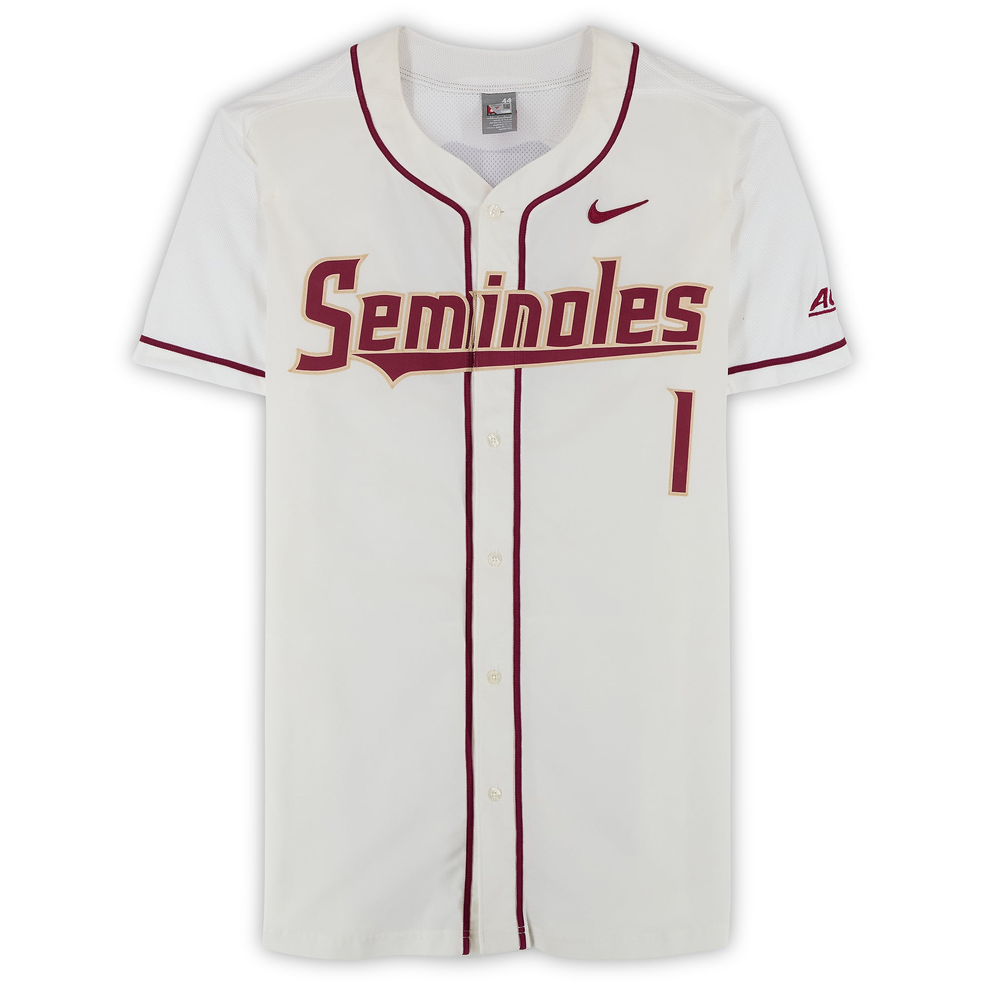 Maillot blanc n° de l'équipe des Seminoles de l'Université d'État de Floride (taille