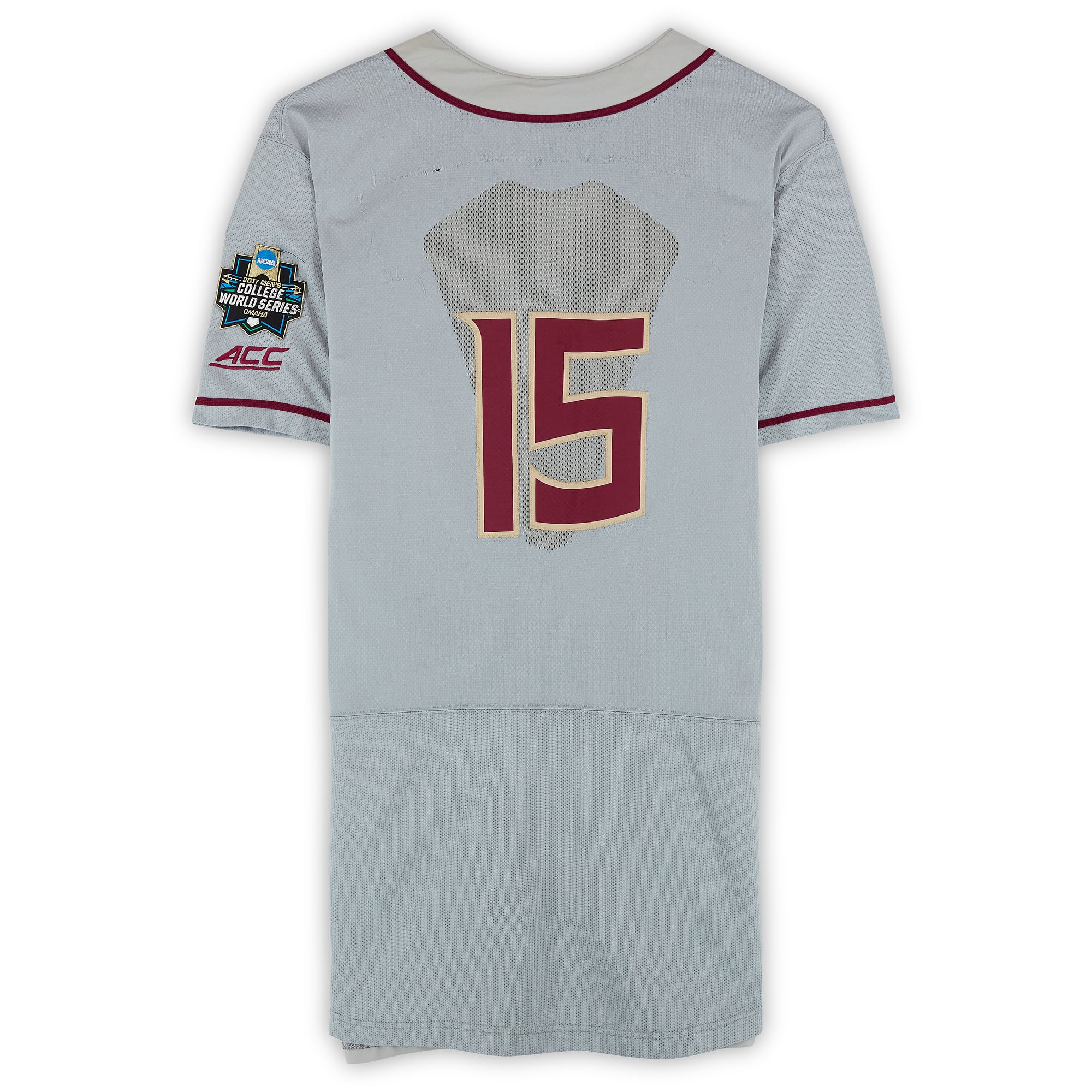 Florida State Seminoles Team-Issued #15 Gray Jersey from the 2017 College World Series - Size 46