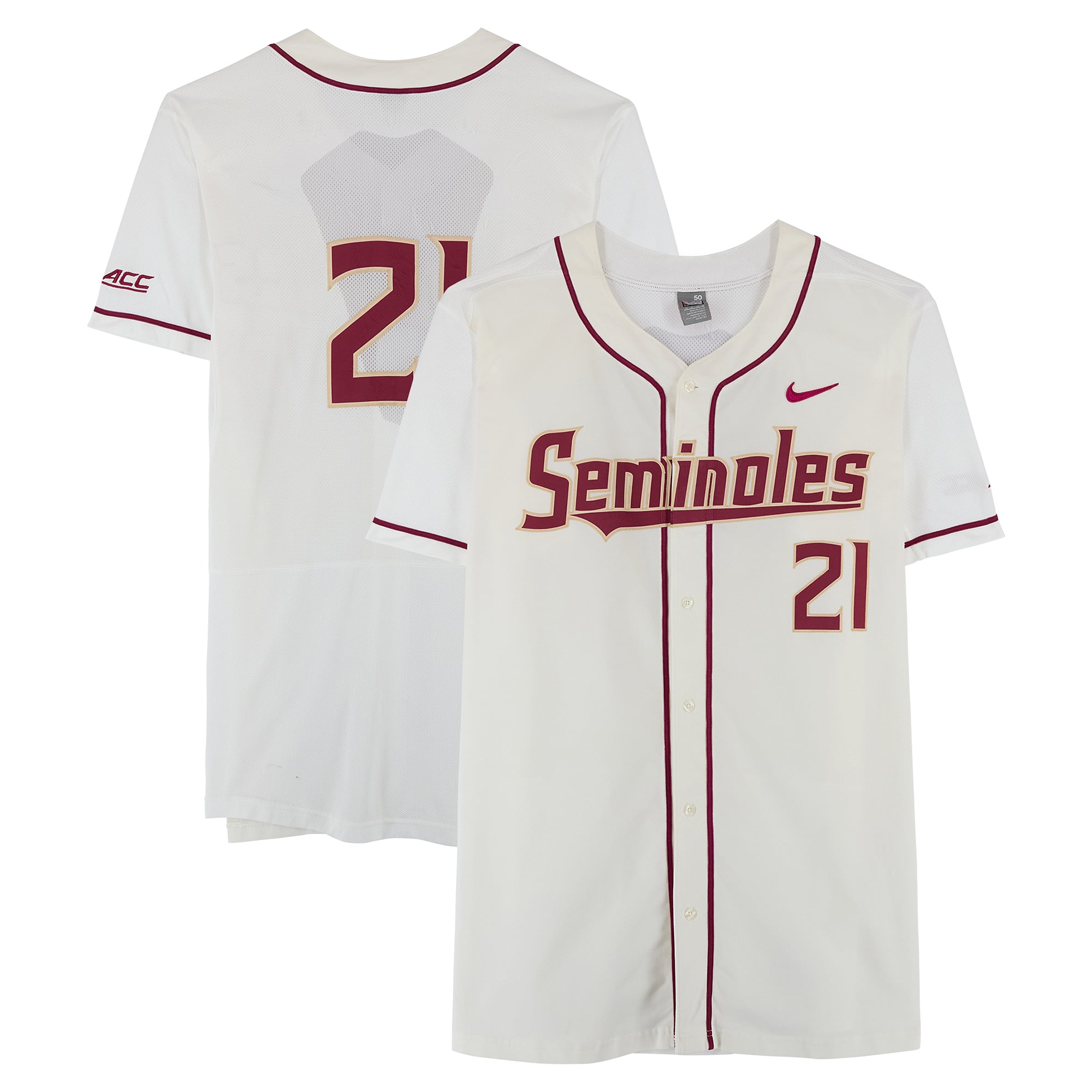 Florida State Seminoles Team-Issued #21 Jersey from the Baseball Program