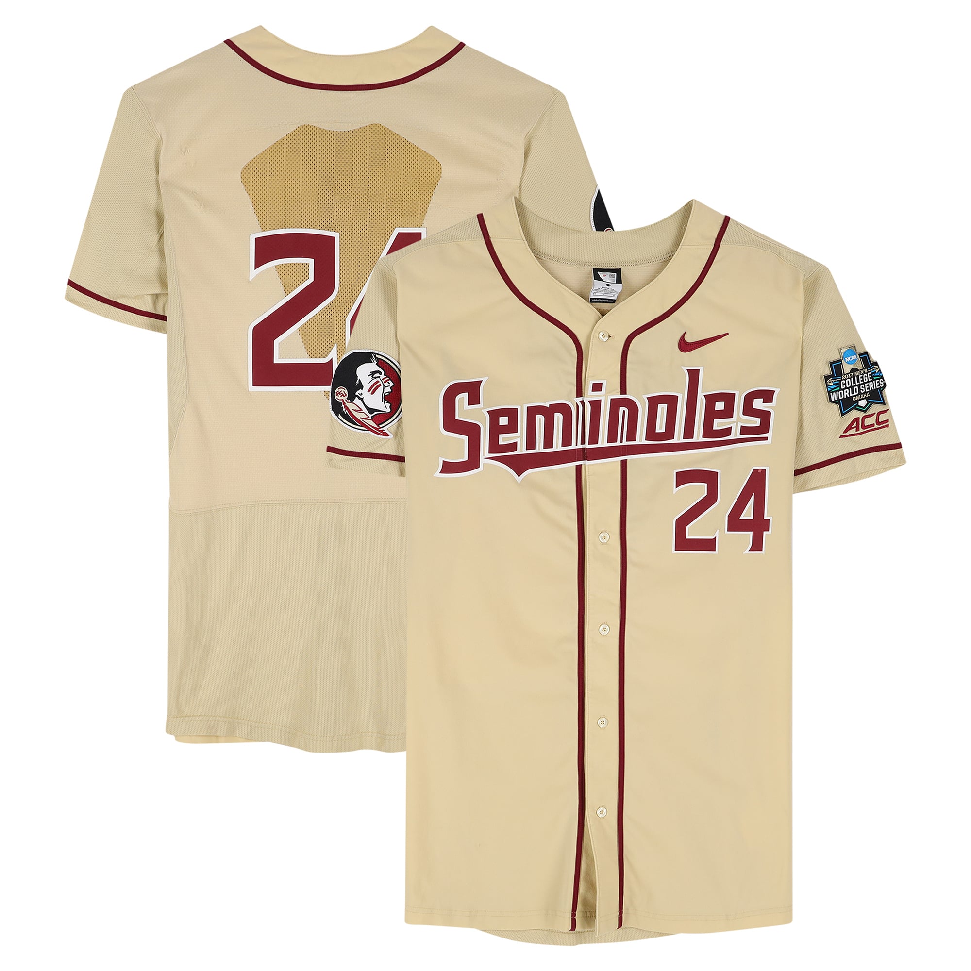 Florida State Seminoles Team-Issued #24 Gold Jersey from the 2017 College World Series - Size 44
