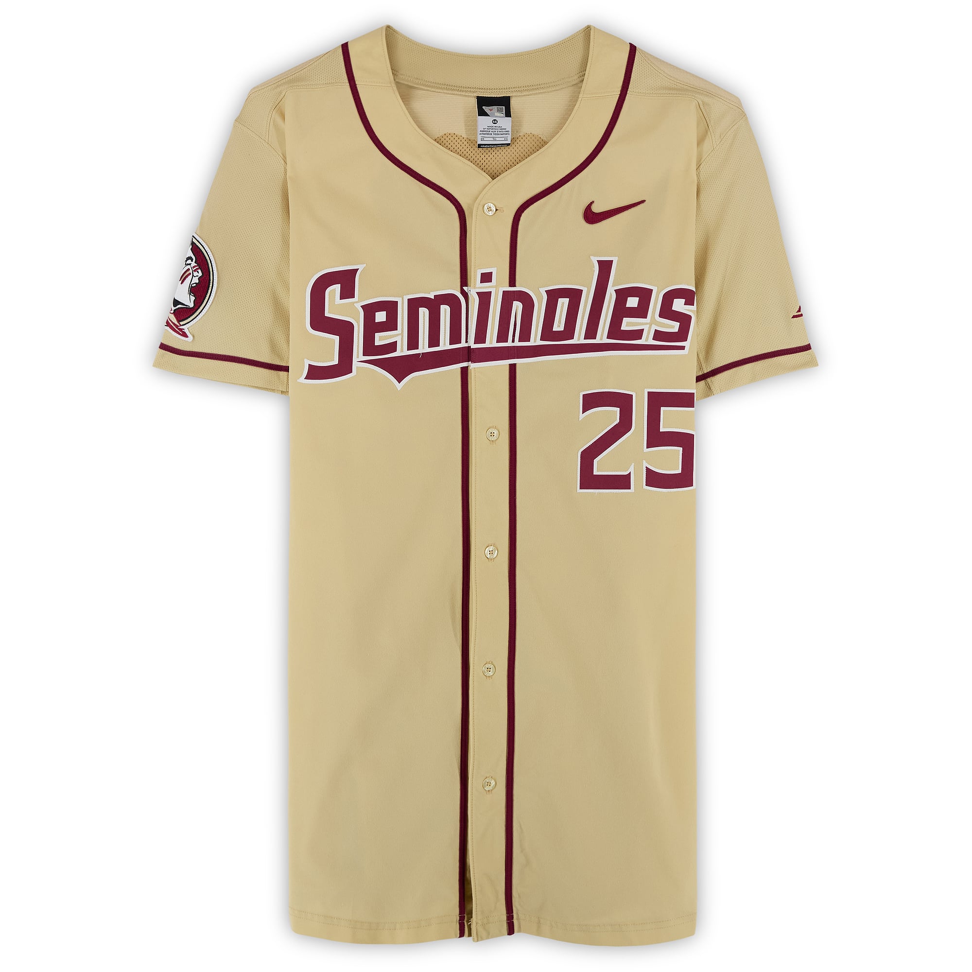 Florida State Seminoles Team-Issued #25 Gold Jersey from the Baseball Program - Size 46