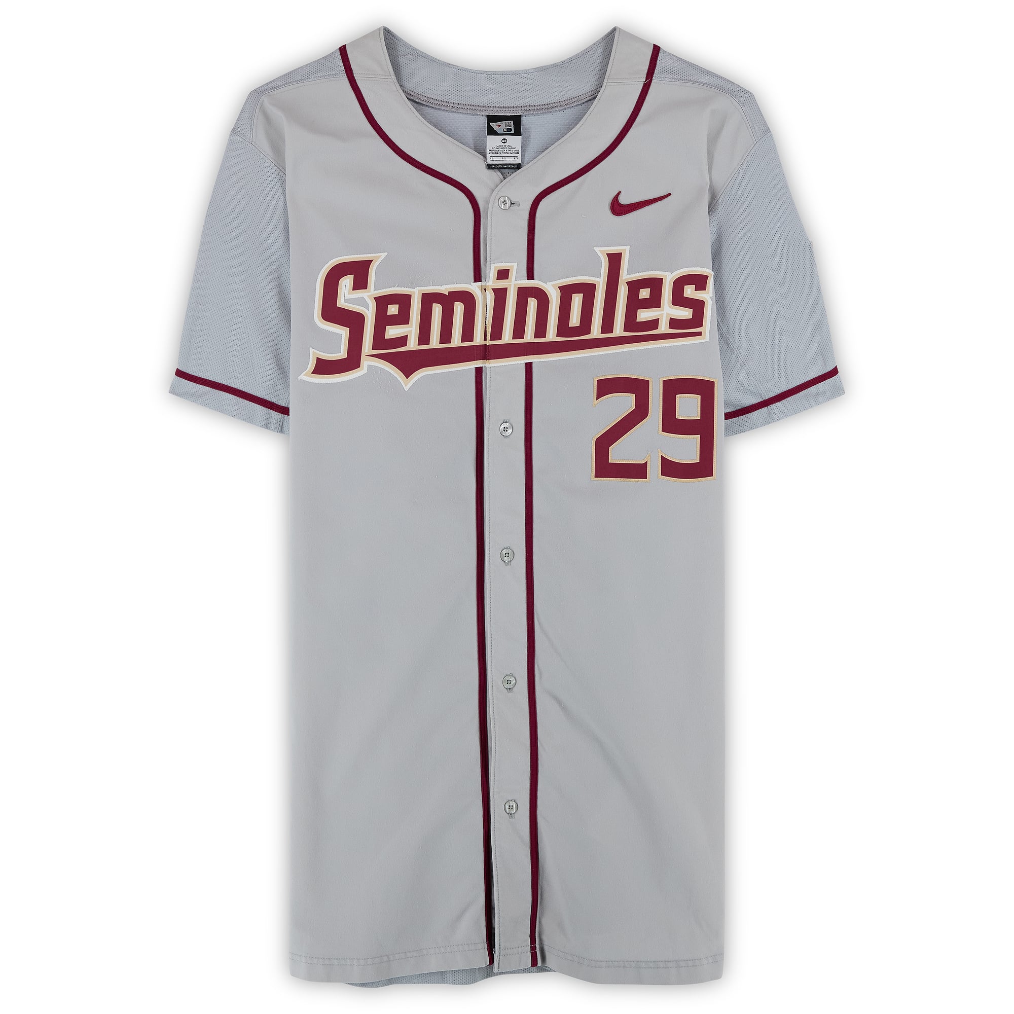 Florida State Seminoles Team-Issued #29 Jersey from the 2017 College World Series