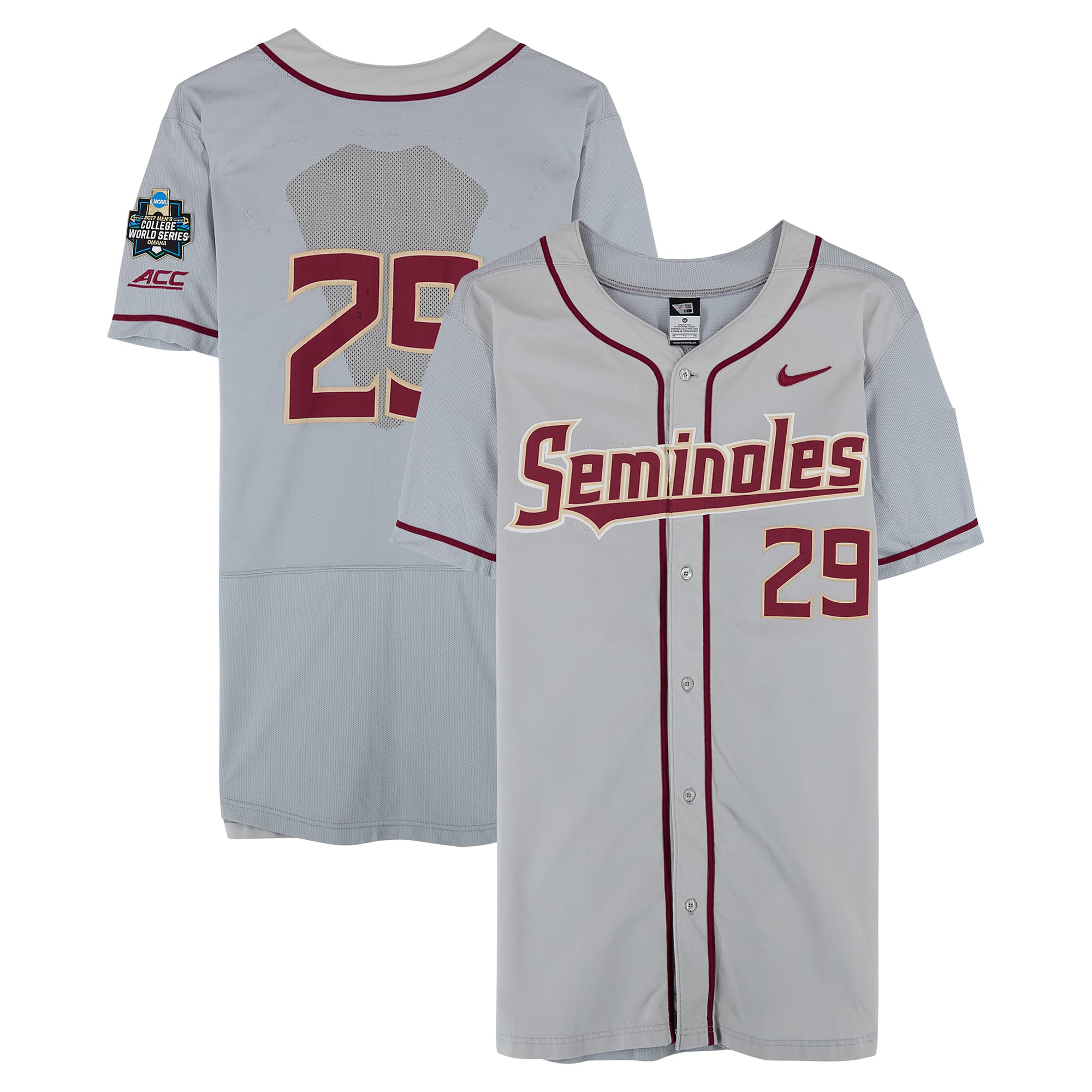 Florida State Seminoles Team-Issued #29 Jersey from the 2017 College World Series