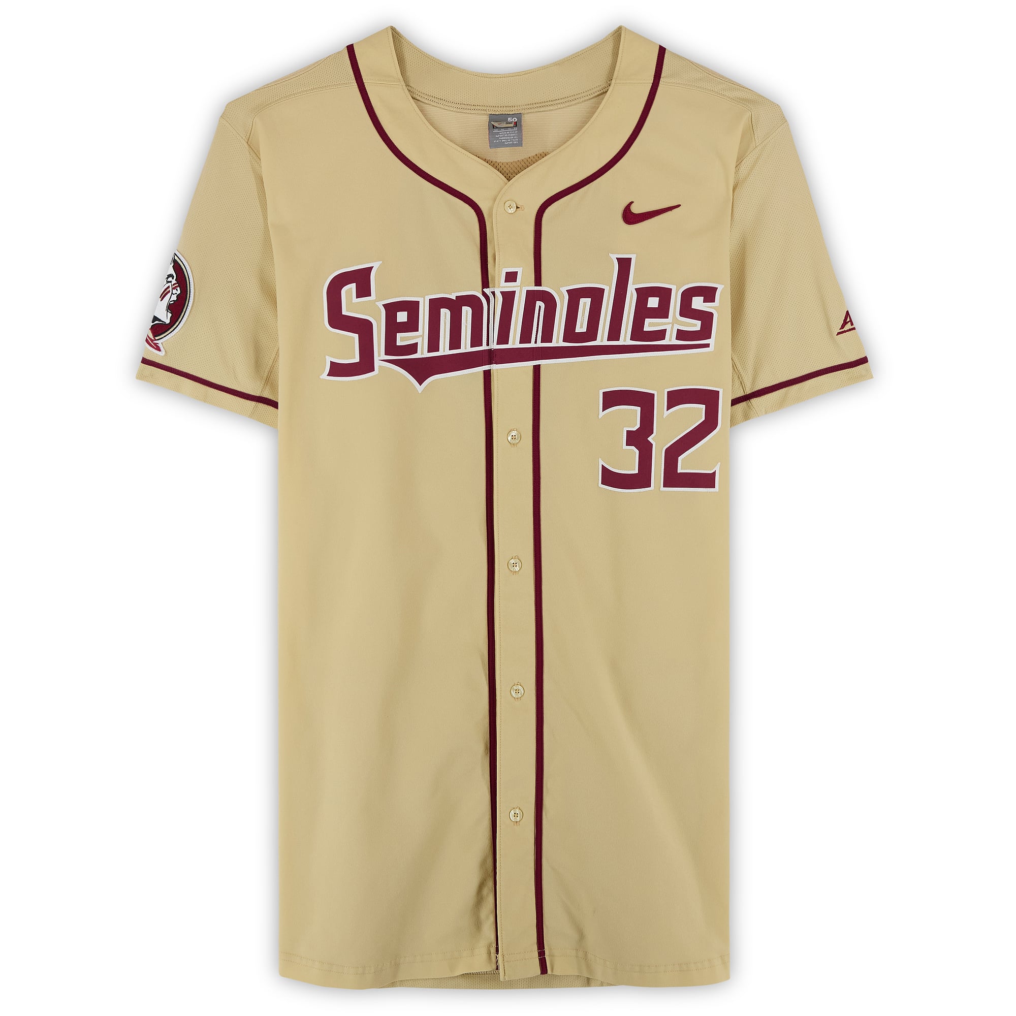 Florida State Seminoles Team-Issued #32 Gold Jersey from the Baseball Program - Size 50