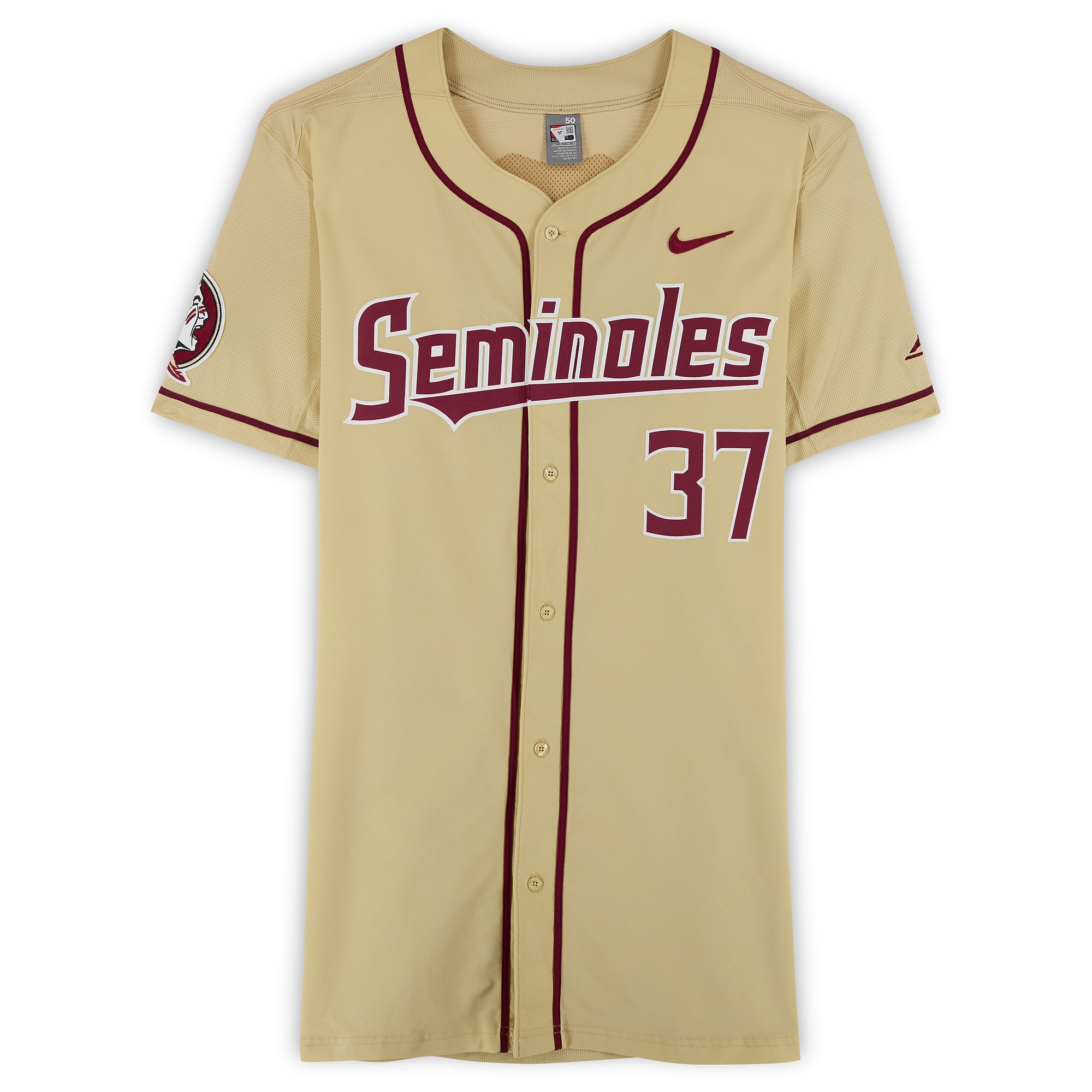 Florida State Seminoles Team-Issued #37 Gold Jersey from the Baseball Program - Size 50