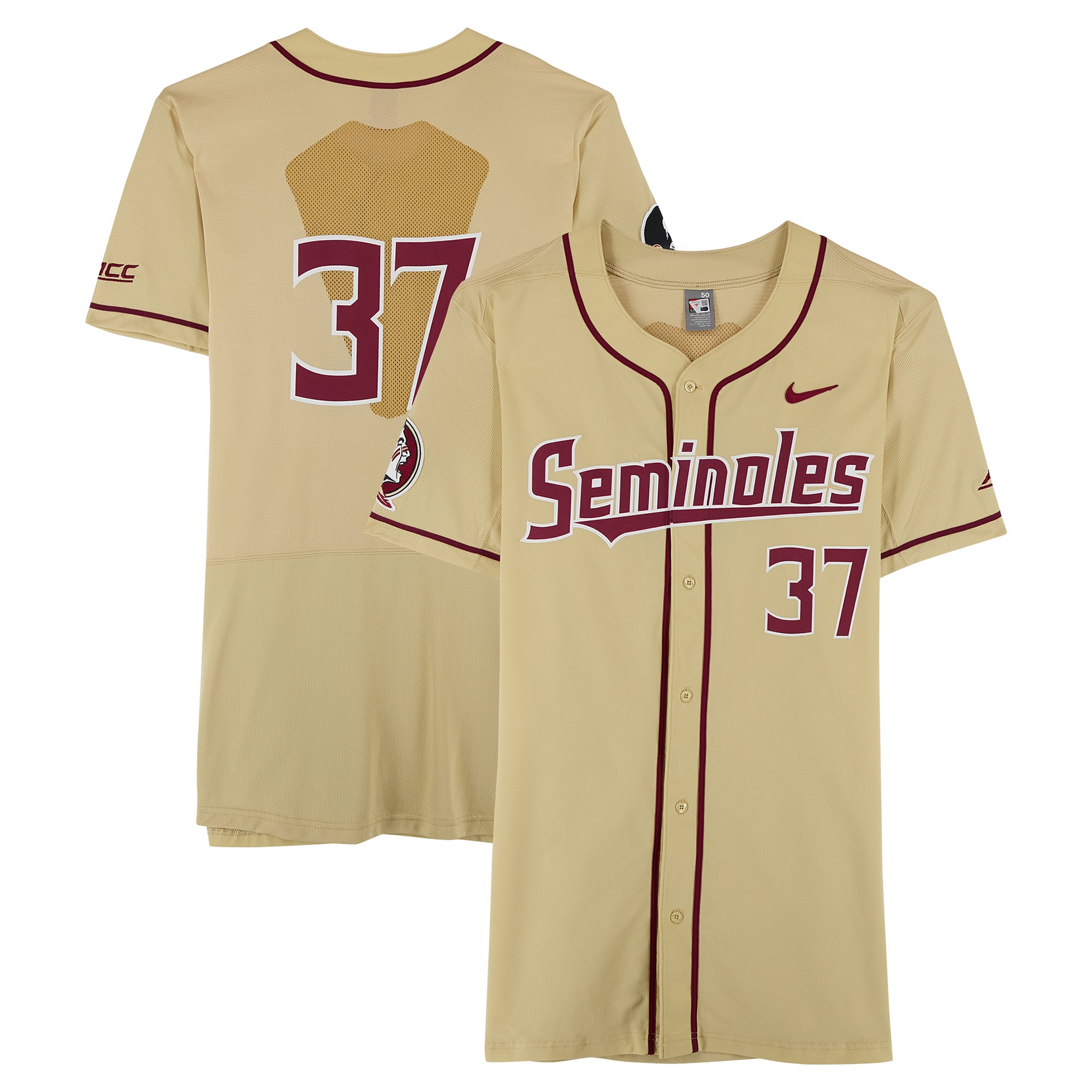 Florida State Seminoles Team-Issued #37 Gold Jersey from the Baseball Program - Size 50