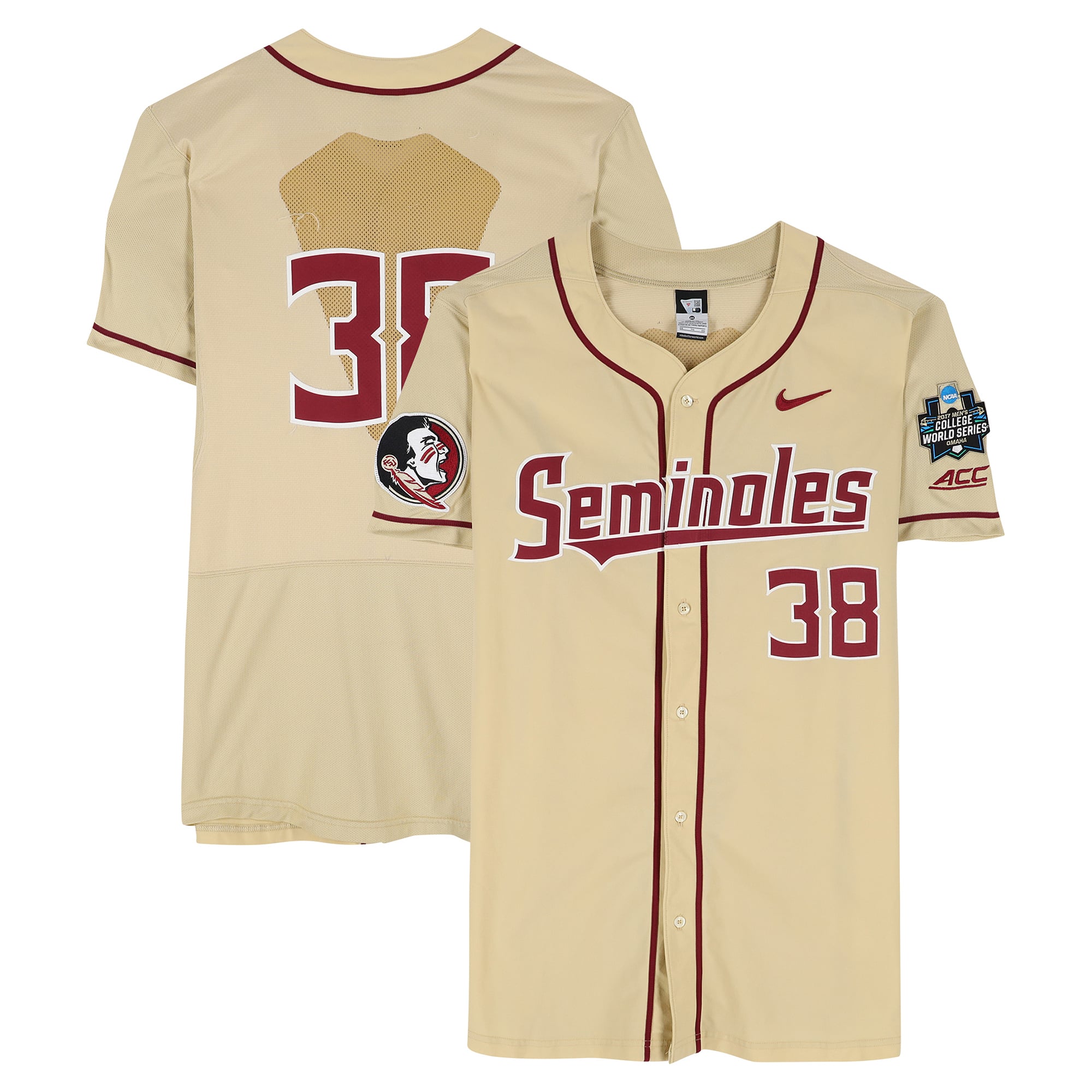 Florida State Seminoles Team-Issued #38 Gold Jersey from the 2017 College World Series - Size 46